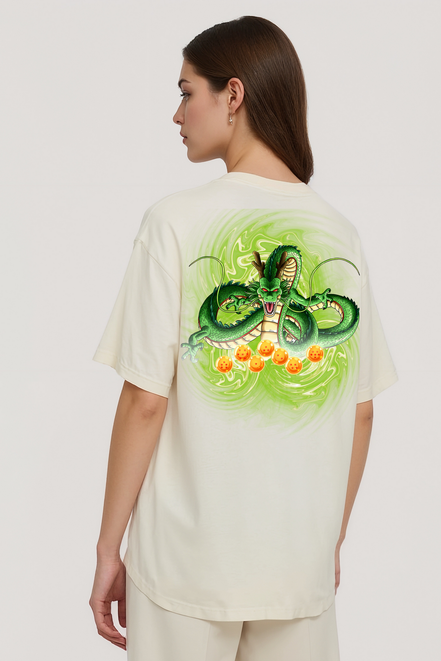 DRAGON GRAPHIC OVERSIZED TEE BEIGE