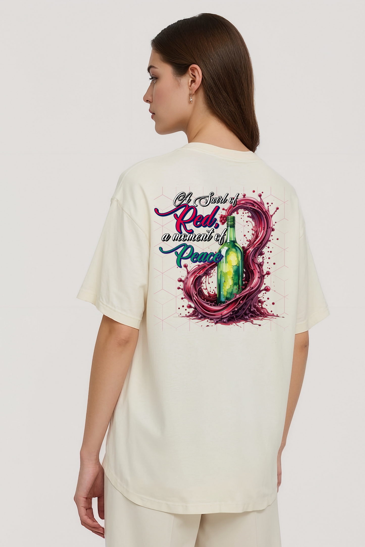 SWIRL & PEACE OVERSIZED TEE BEIGE
