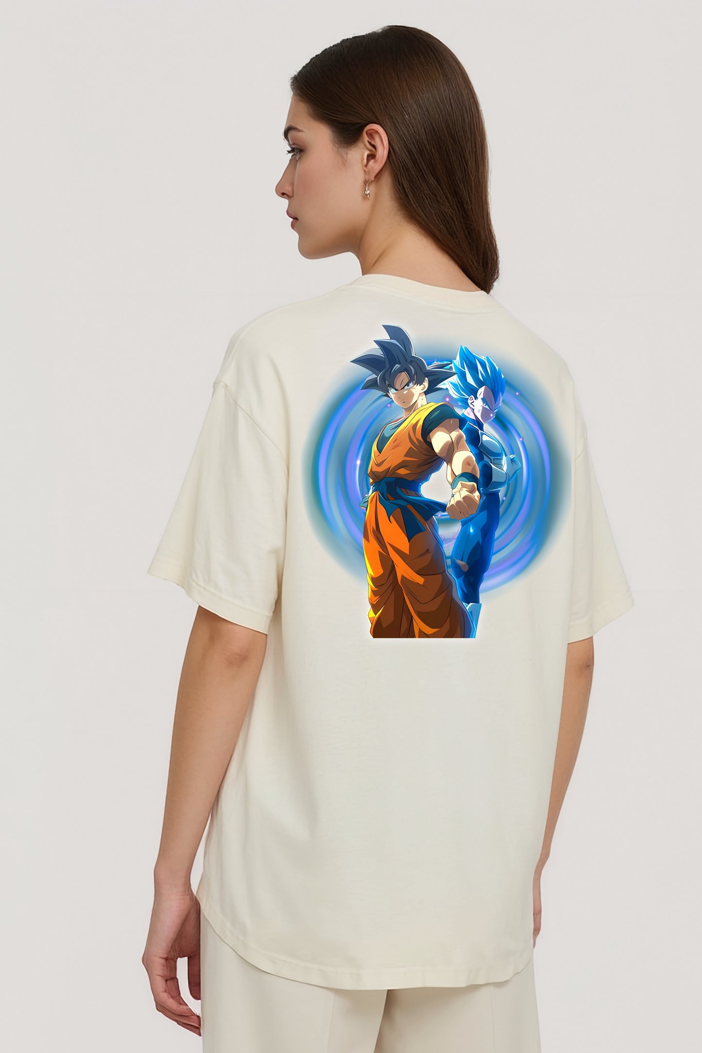 GOKU & VEGETA OVERSIZED TEE BEIGE