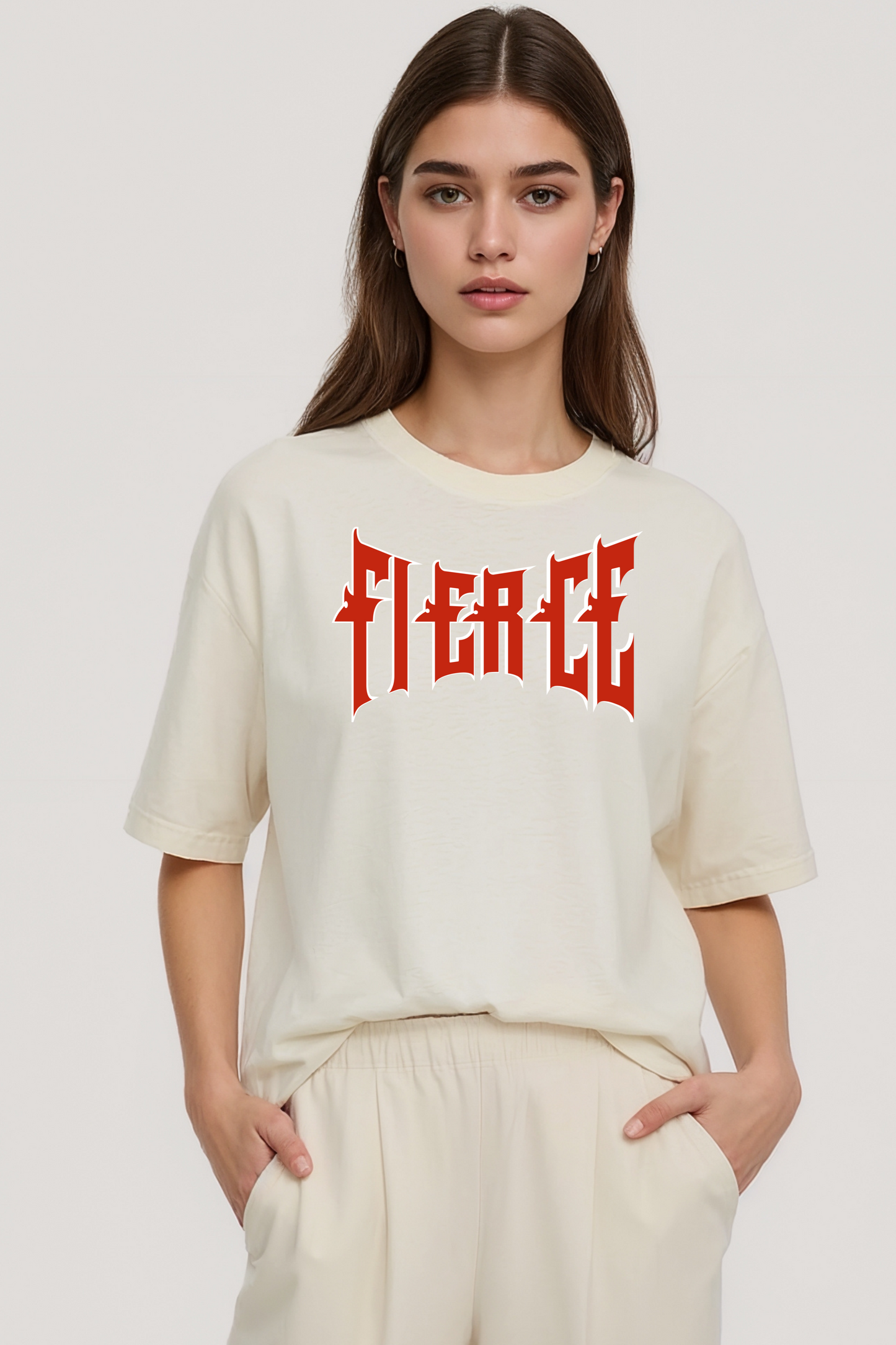 FIERCE OVERSIZED TEE BEIGE