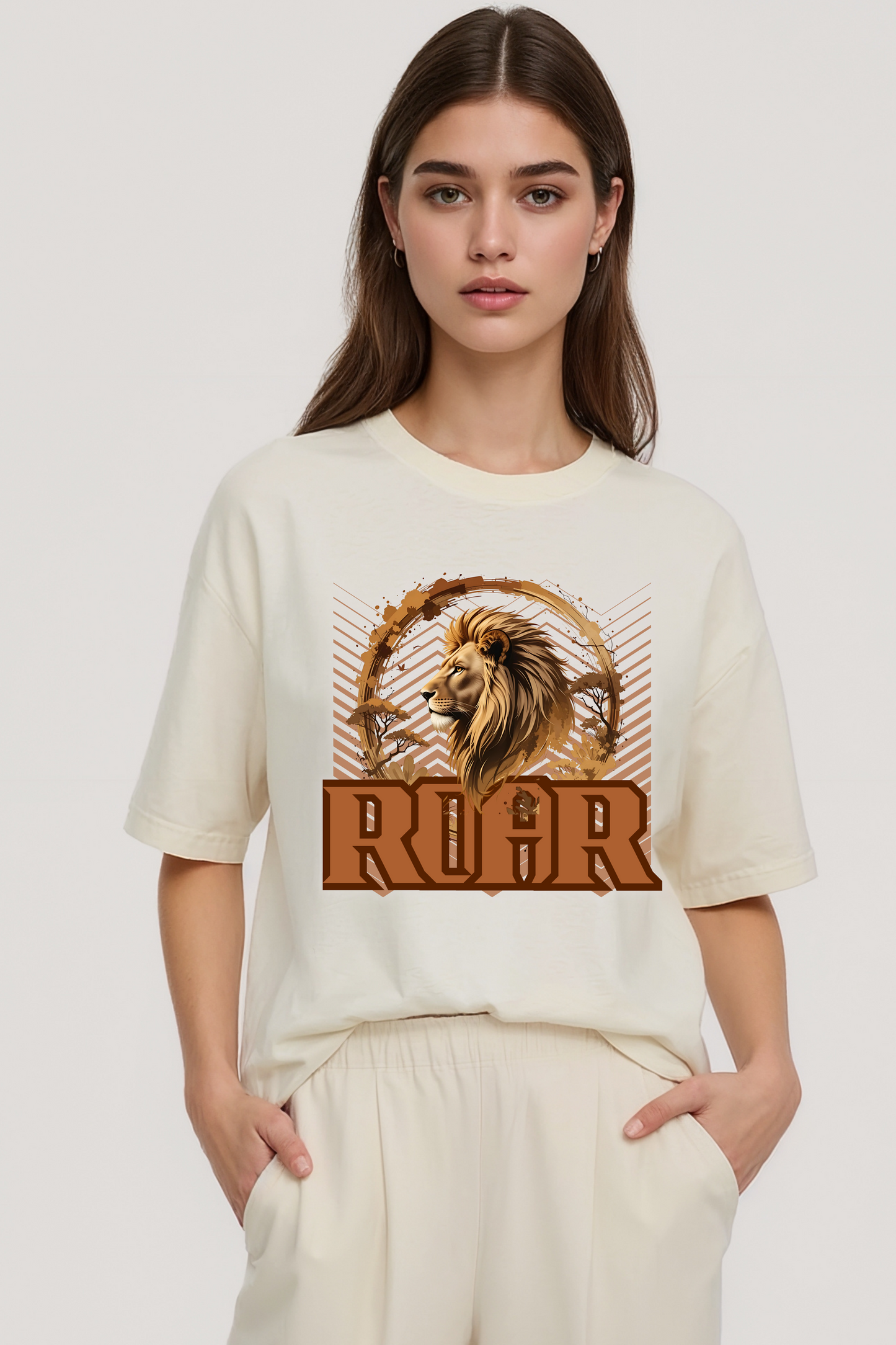 ROAR OVERSIZED TEE BEIGE