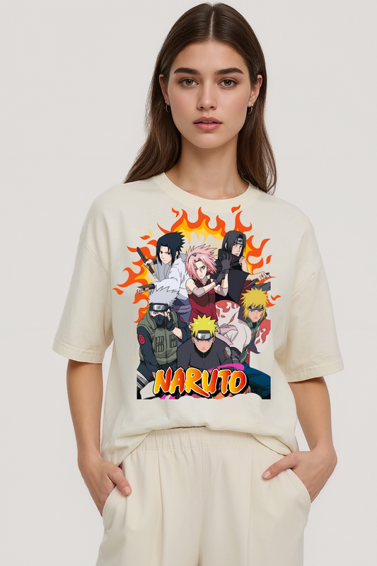 NARUTO SHIPPUDEN OVERSIZED TEE BEIGE