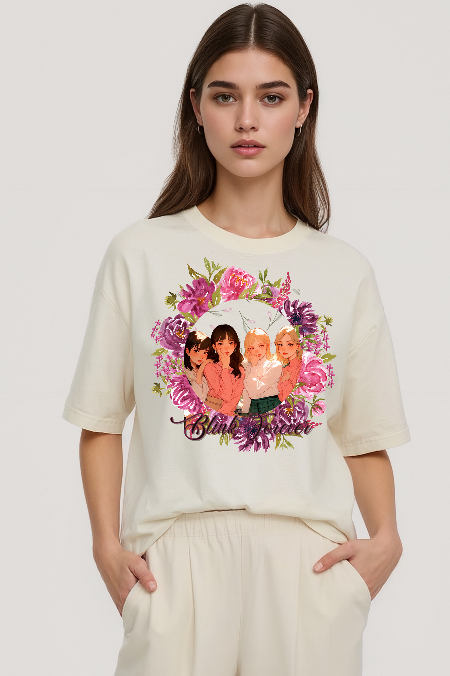 BLACKPINK FOREVER OVERSIZED TEE BEIGE