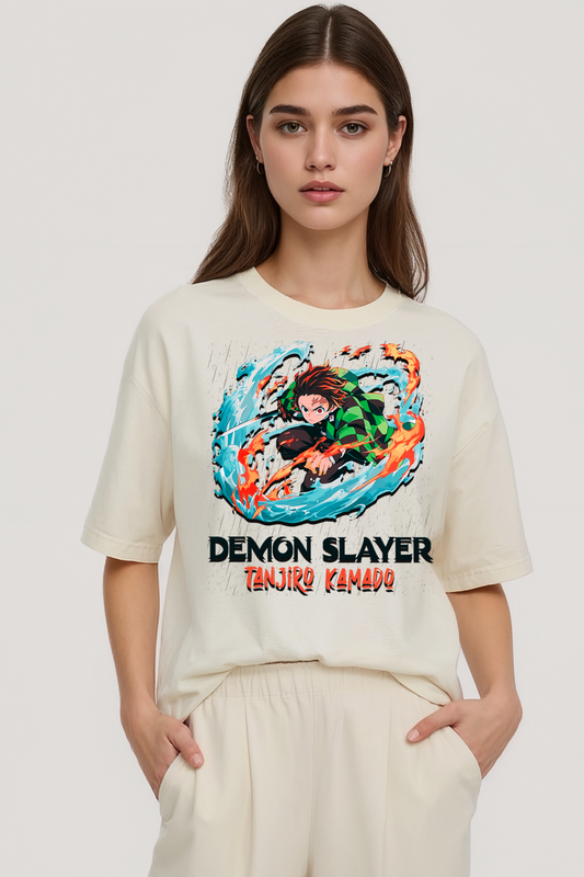 TANJIRO KAMADO OVERSIZED TEE BEIGE