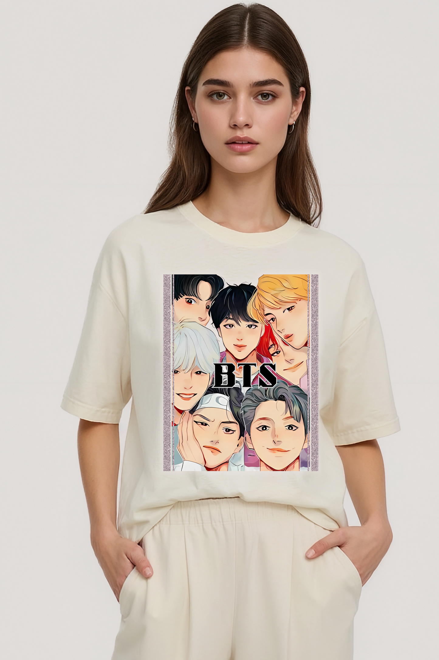 BTS BOYS OVERSIZED TEE BEIGE