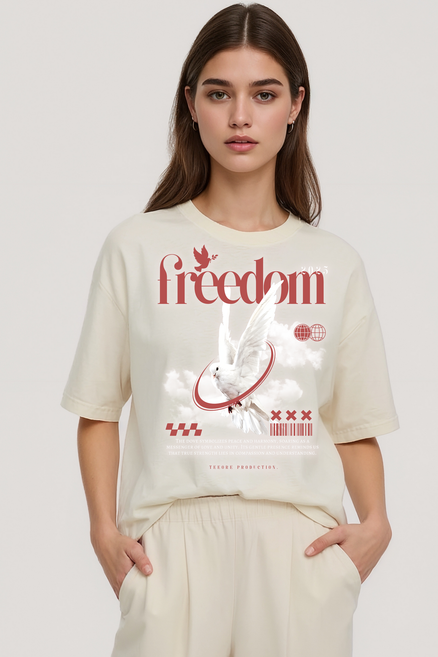 FREEDOM OVERSIZED TEE BEIGE