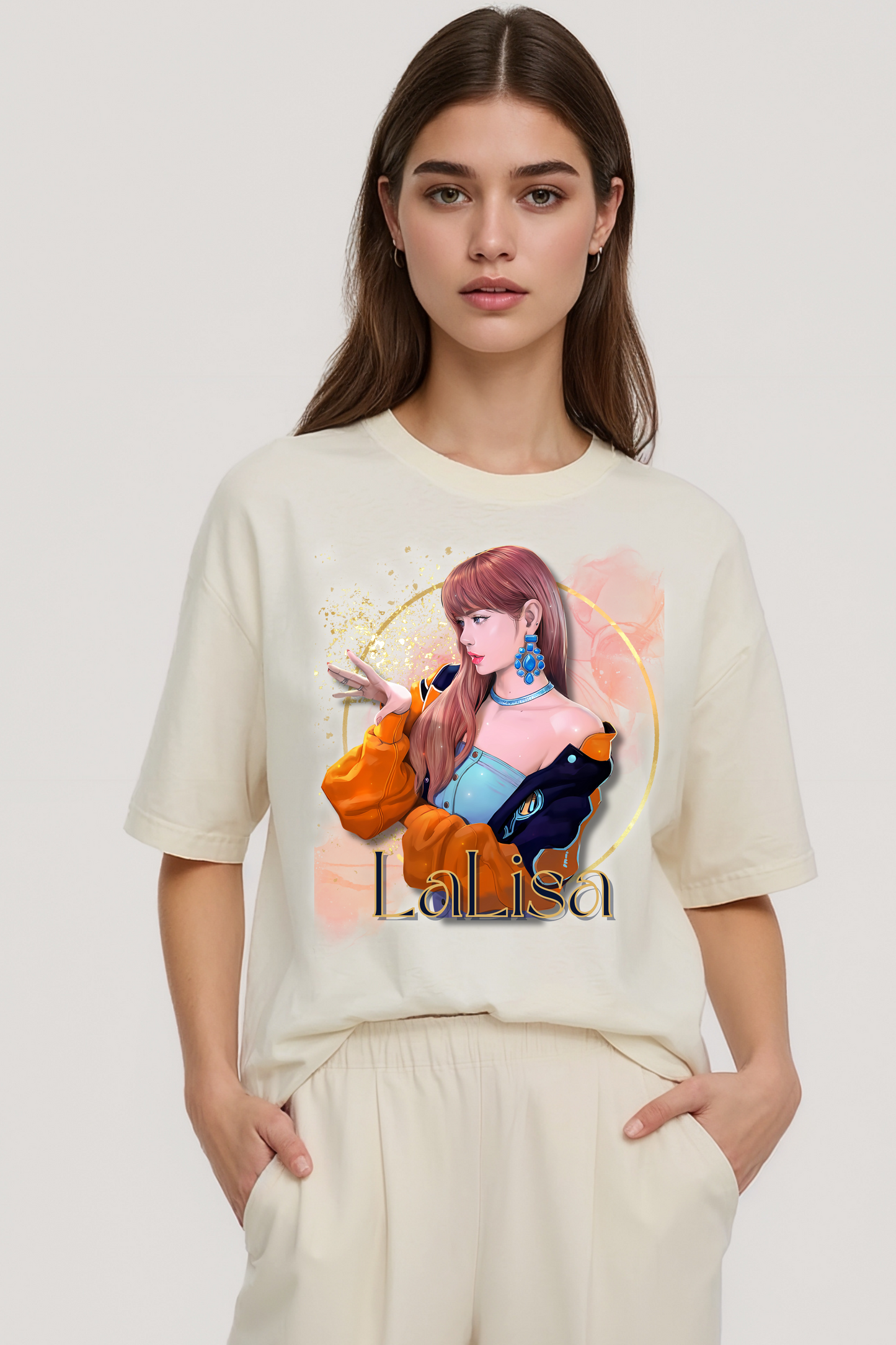 LALISA OVERSIZED TEE BEIGE