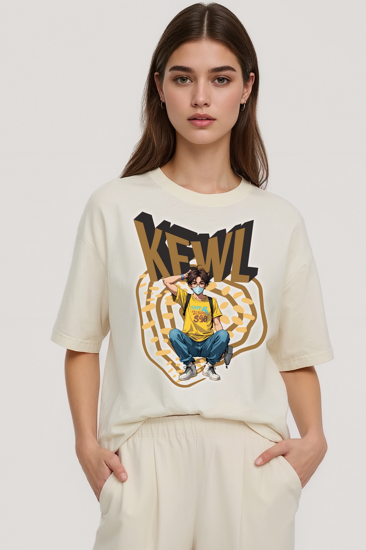 KEWL OVERSIZED TEE BEIGE