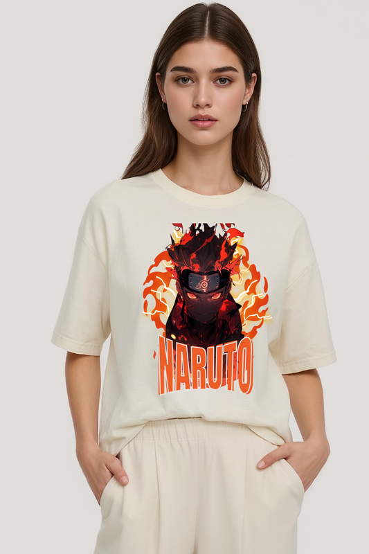 NARUTO NINETAIL OVERSIZED TEE BEIGE