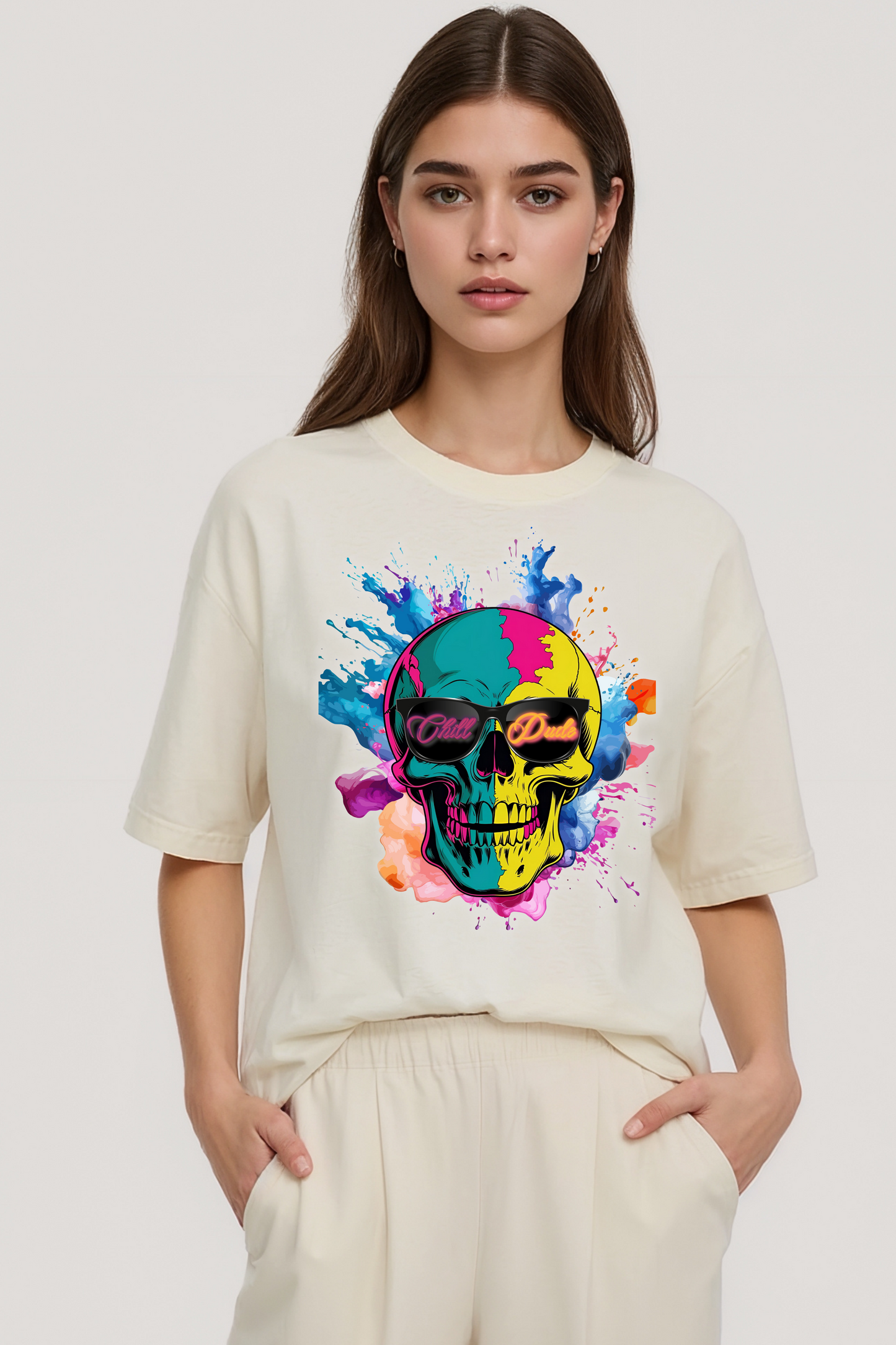 CHILL DUDE OVERSIZED TEE BEIGE