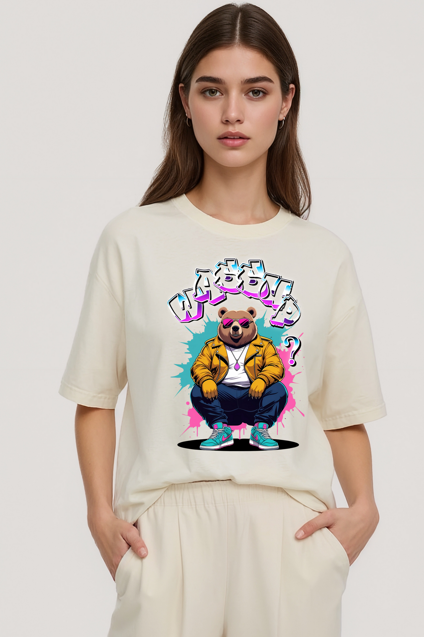 WASSUP OVERSIZED TEE BEIGE