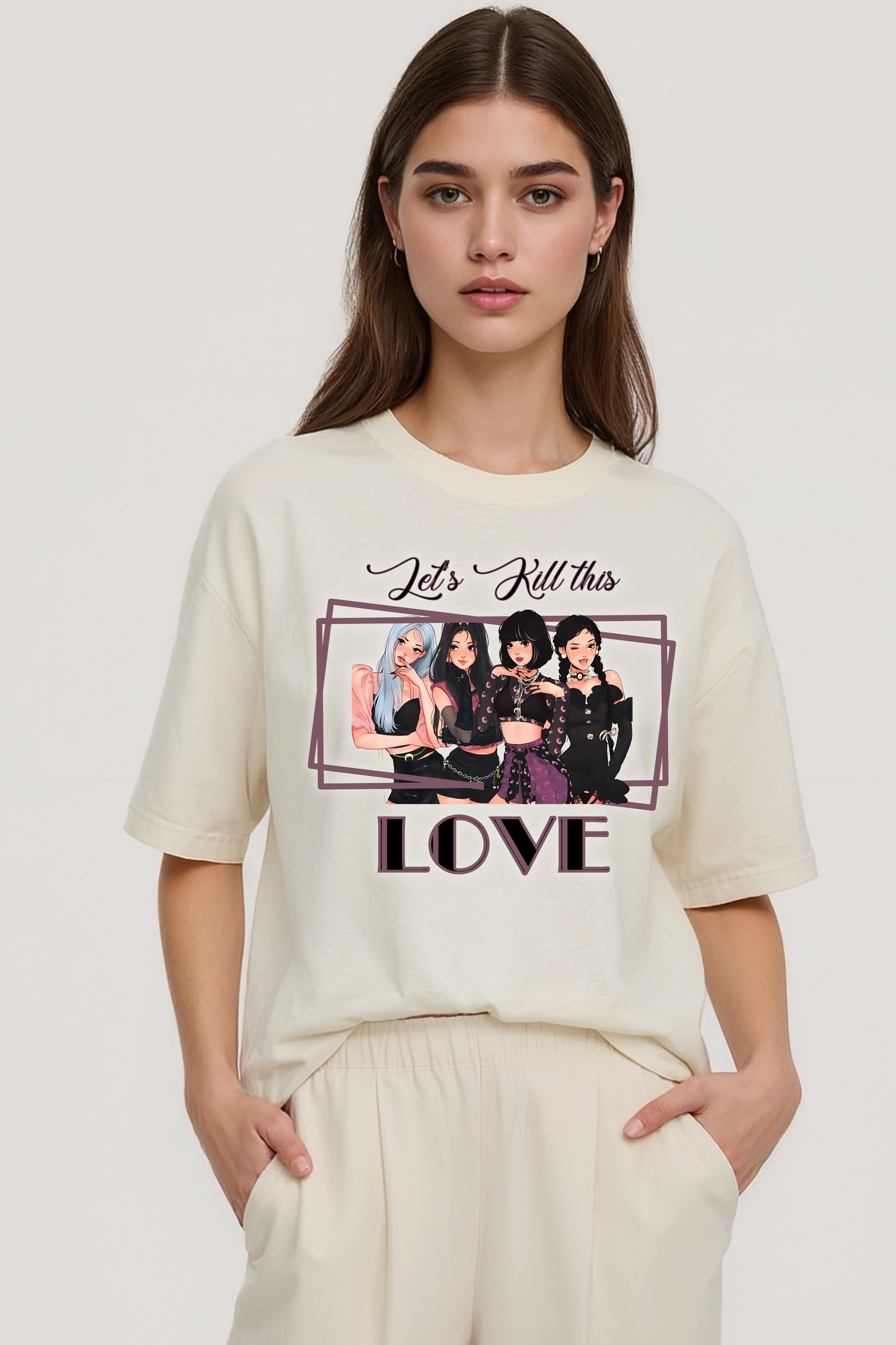 KILL THIS LOVE OVERSIZED TEE BEIGE