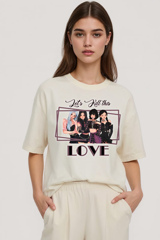 KILL THIS LOVE OVERSIZED TEE BEIGE