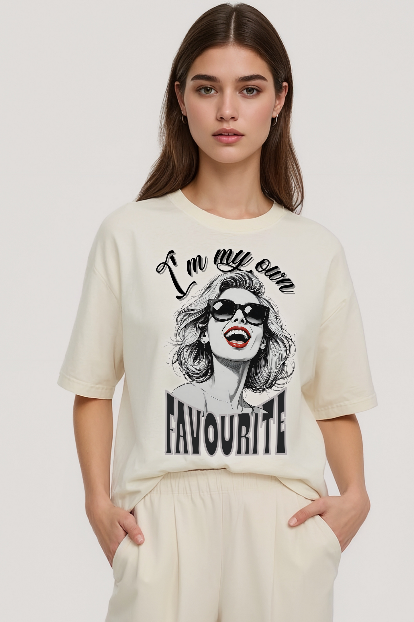 I AM MY OWN FAVOURITE OVERSIZED TEE BEIGE