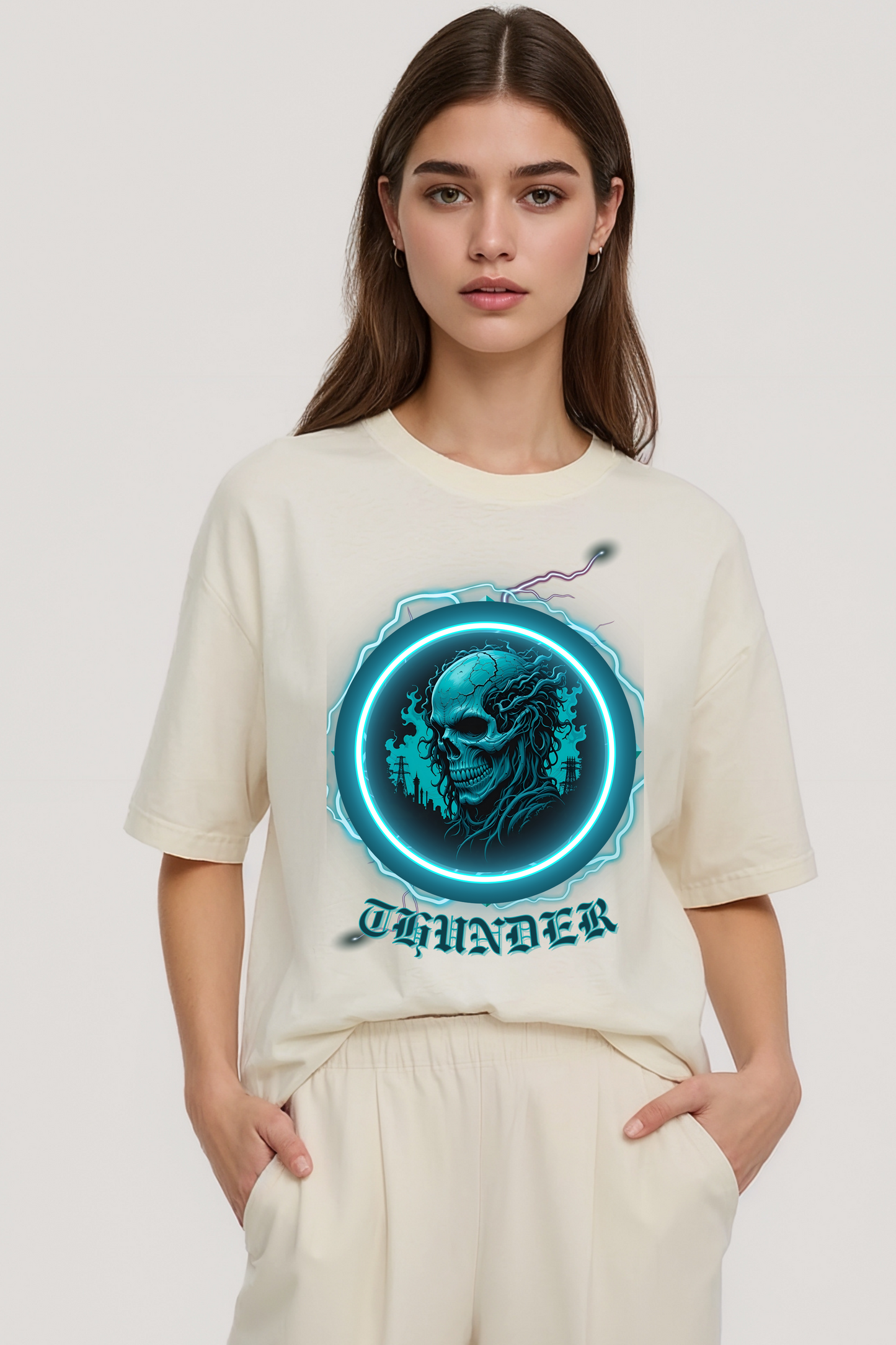 THUNDER OVERSIZED TEE BEIGE