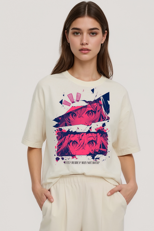 CUTE & DEADLY OVERSIZED TEE BEIGE