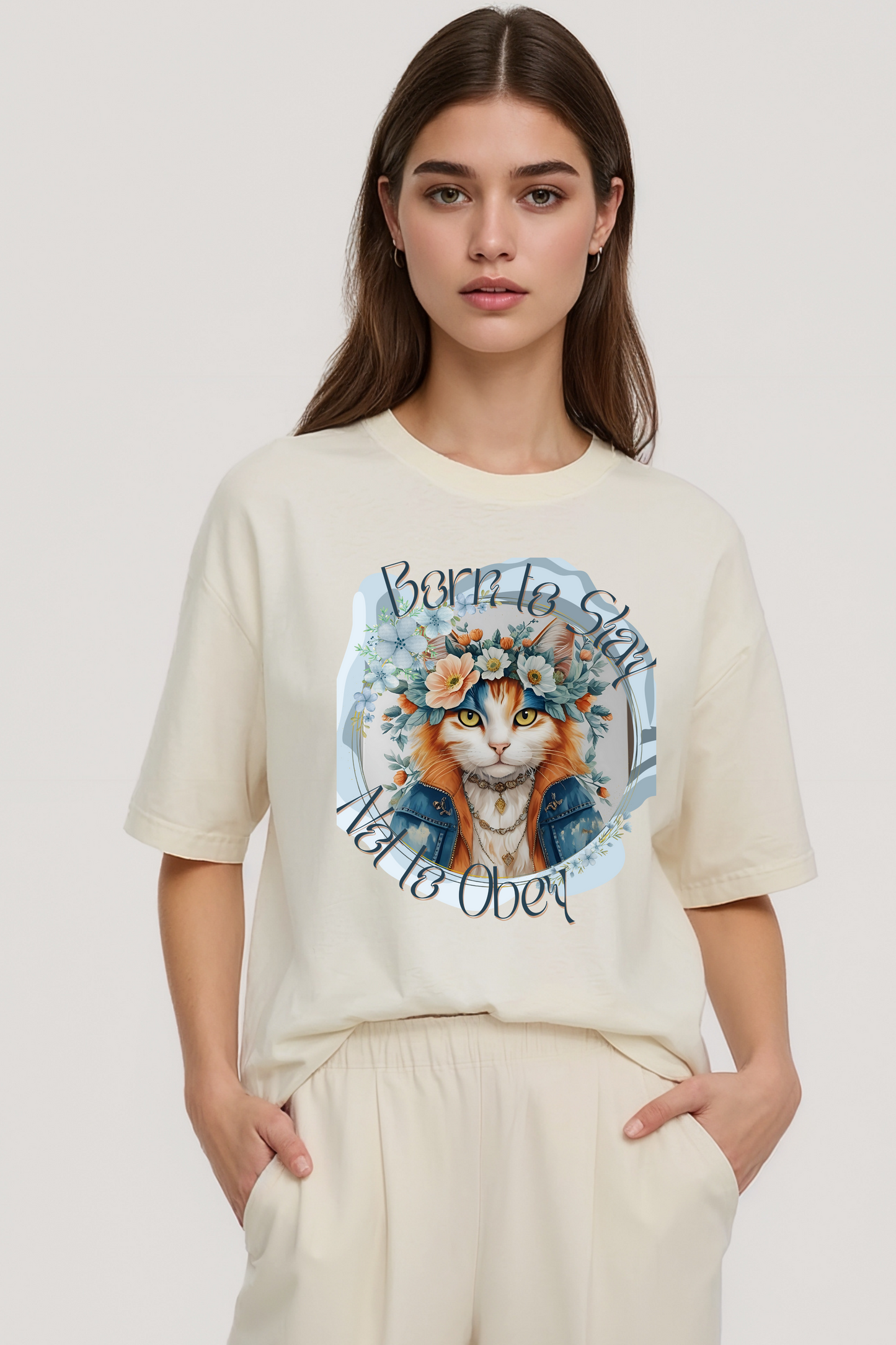 BORN TO SLAY OVERSIZED TEE BEIGE