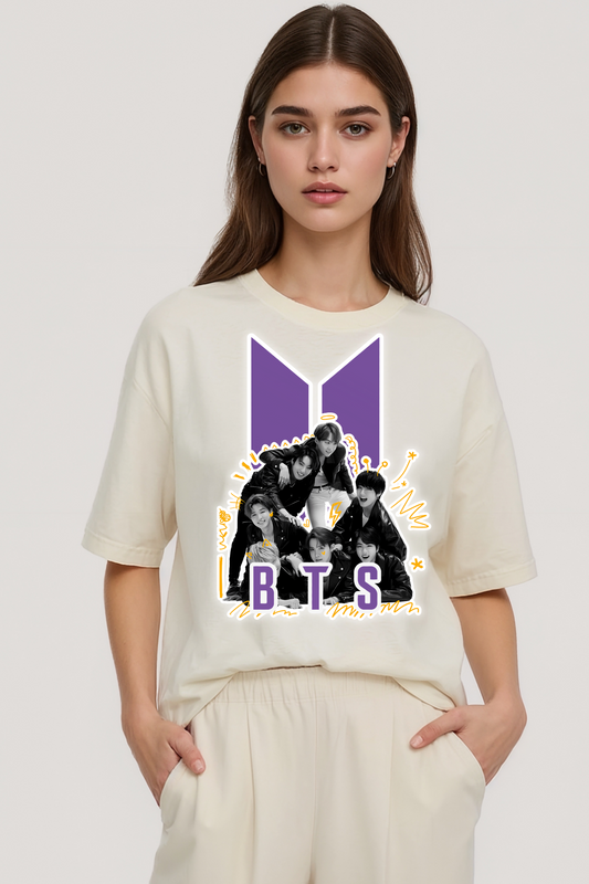 BTS ARMY OVERSIZED TEE BEIGE