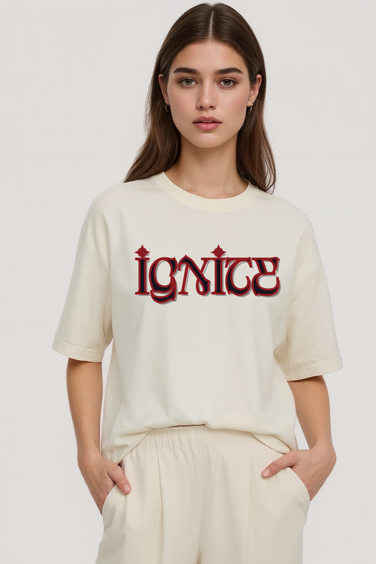 IGNITE GRAPHIC OVERSIZED TEE BEIGE