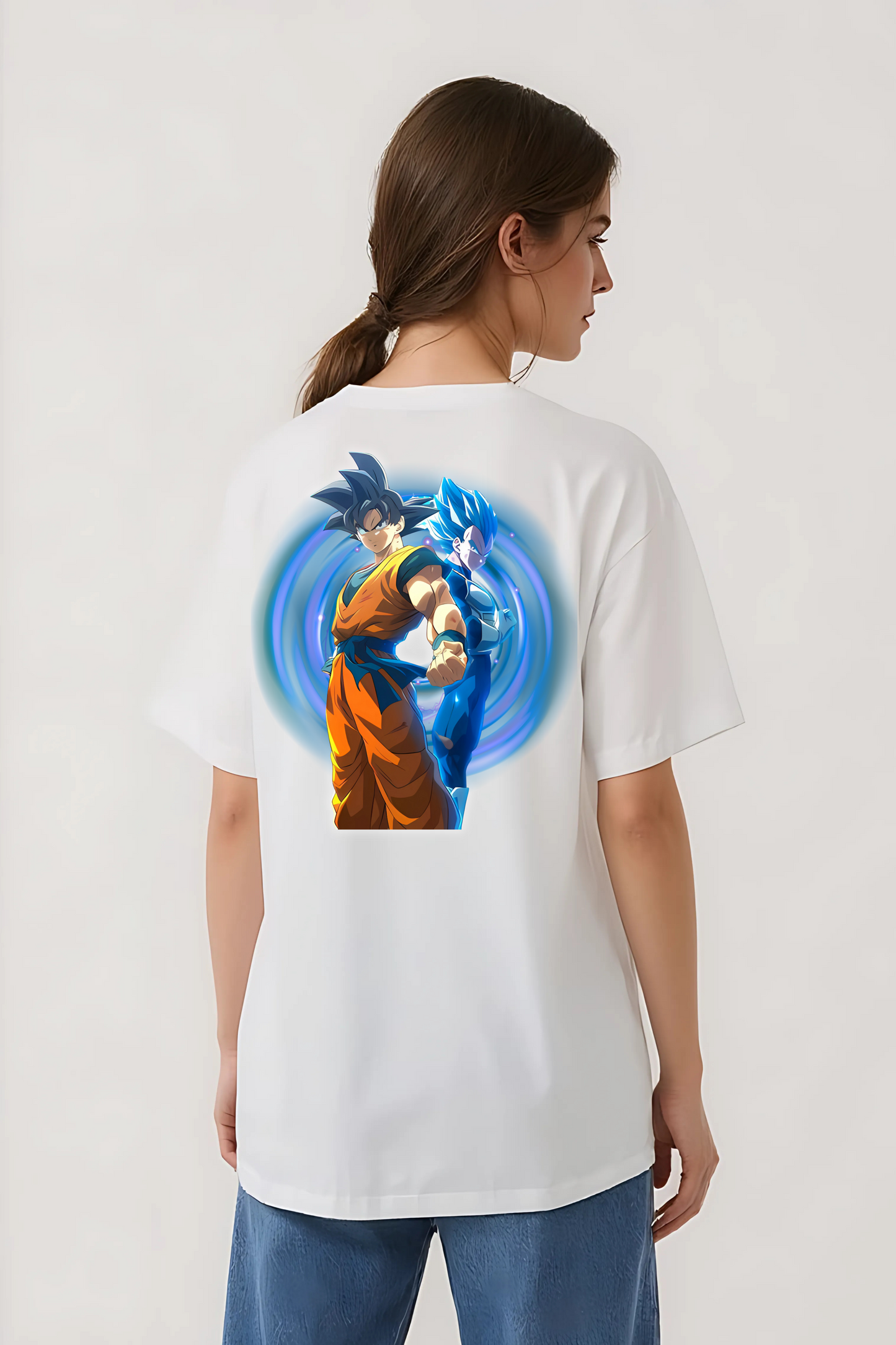 GOKU & VEGETA OVERSIZED TEE WHITE