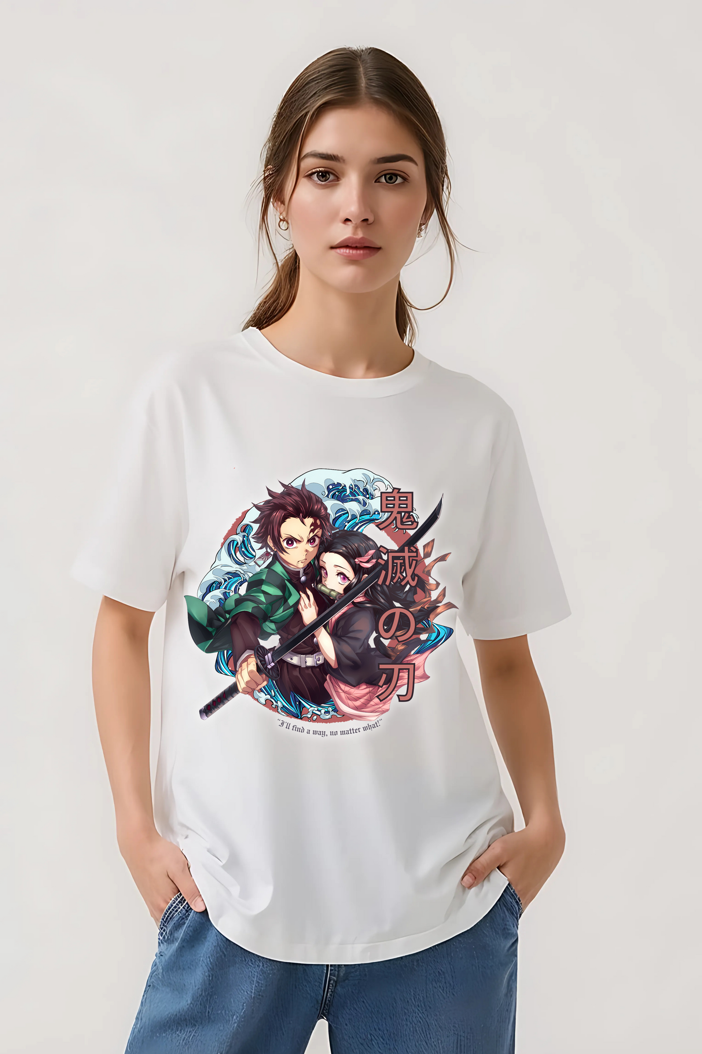 TANJIRO & NEZUKO OVERSIZED TEE WHITE