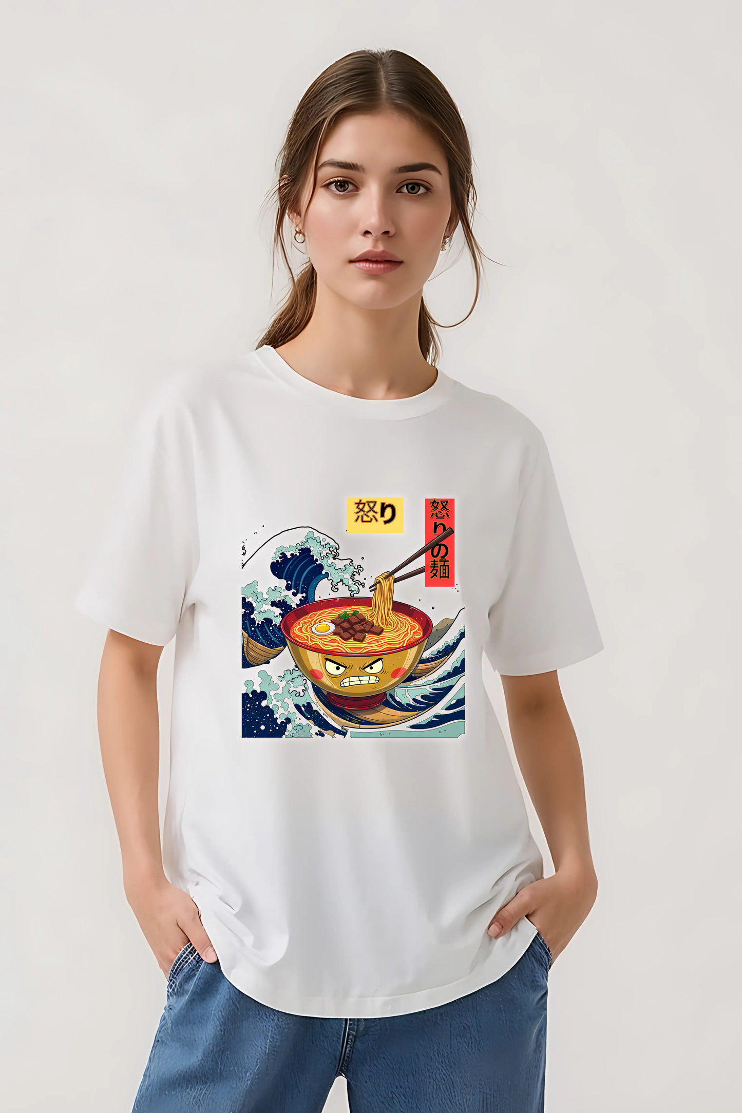 ANGRY NOODLES OVERSIZED TEE WHITE