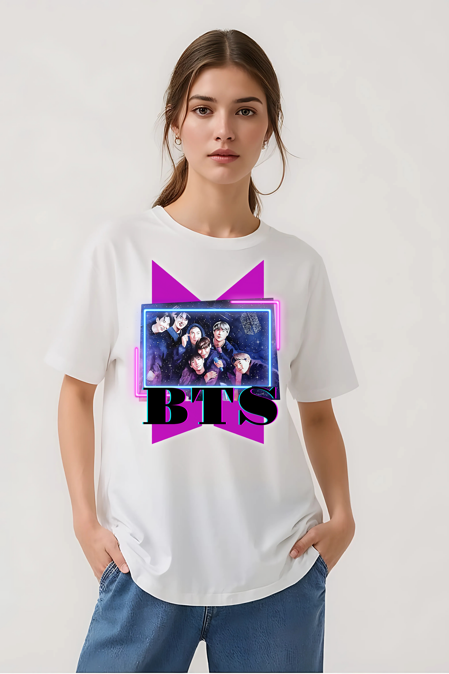 BTS GROUP OVERSIZED TEE WHITE