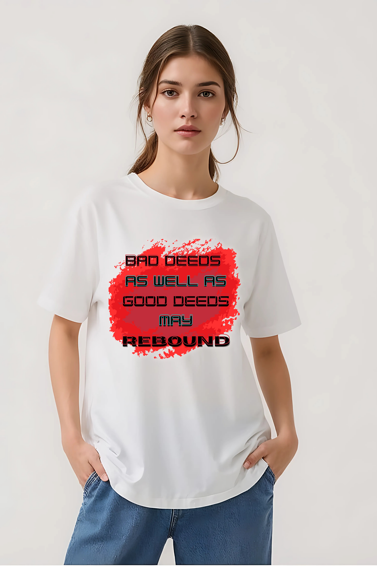 GOOD & BAD DEEDS OVERSIZED TEE WHITE