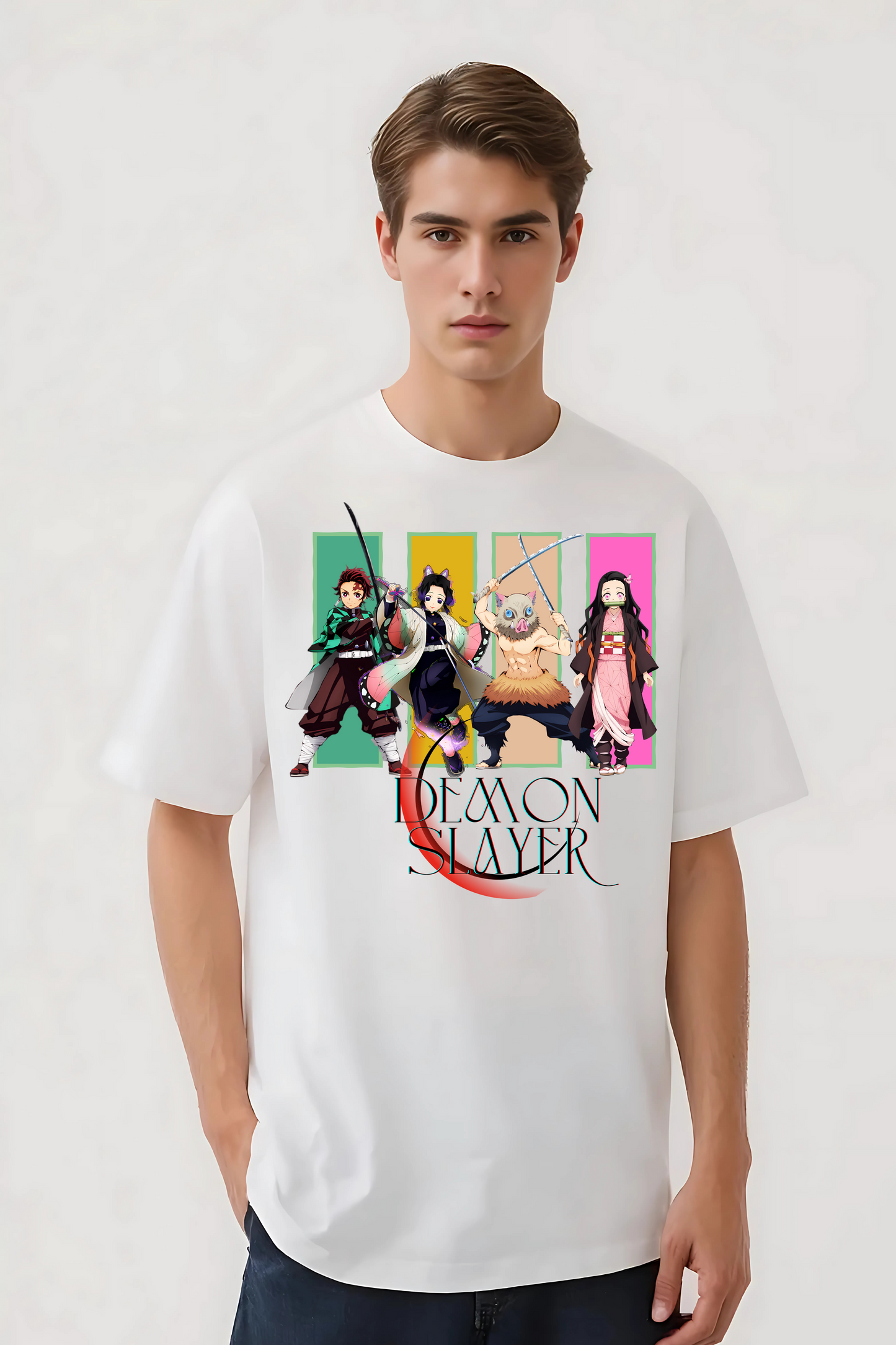 DEMON SLAYERS GRAPHIC OVERSIZED TEE WHITE