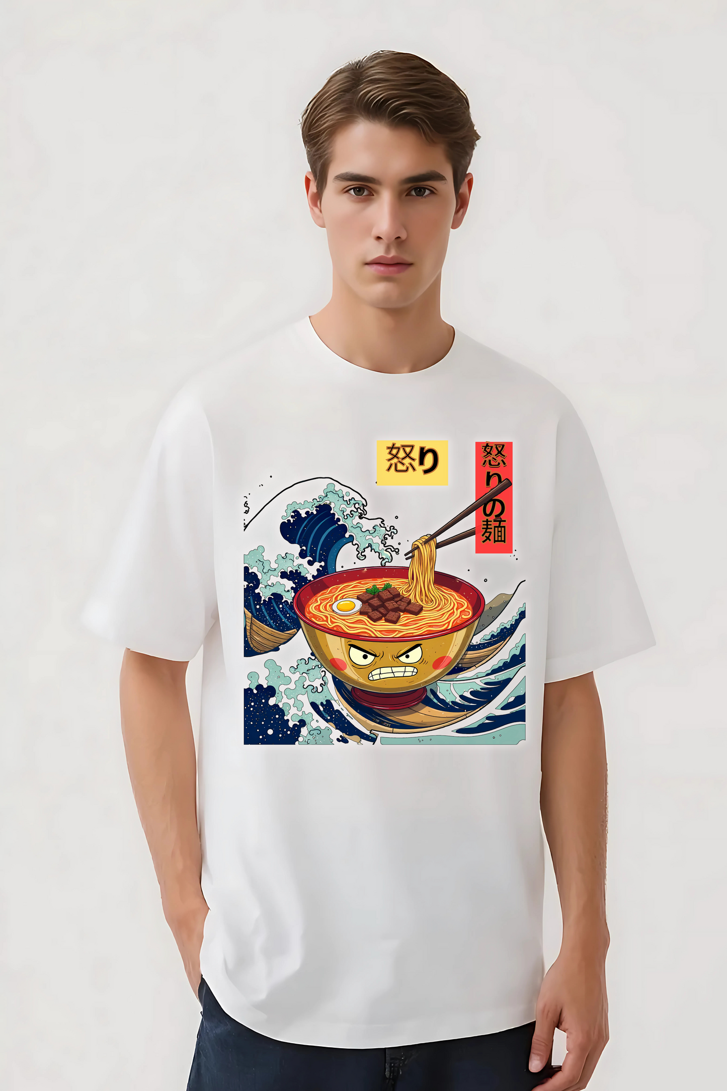ANGRY NOODLES OVERSIZED TEE WHITE