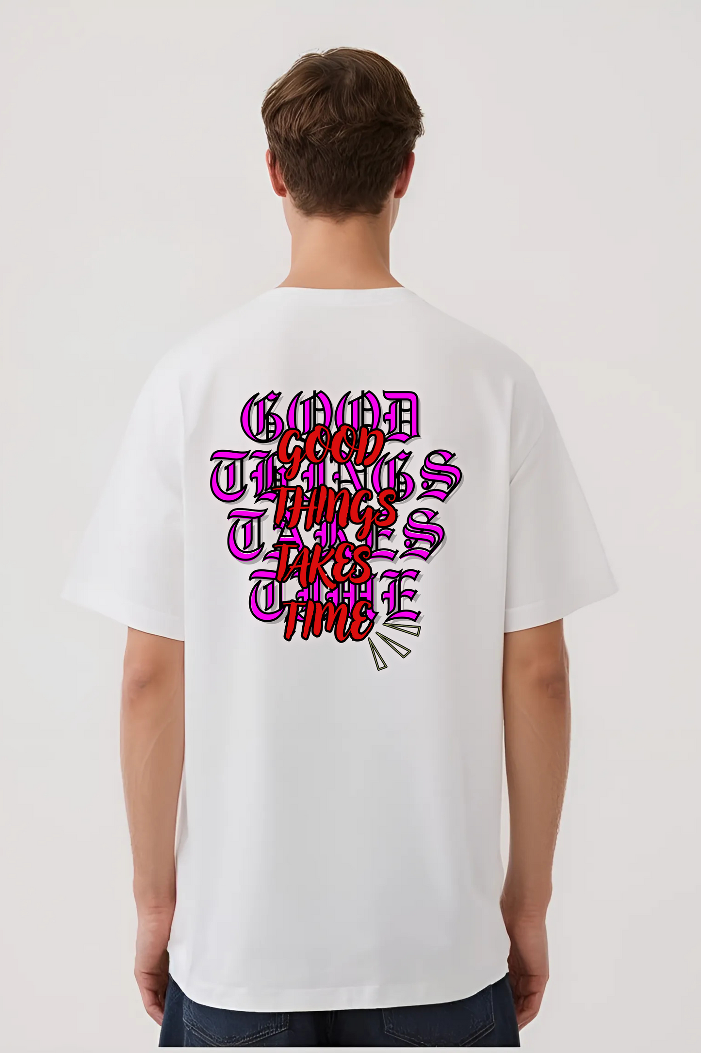 GOOD THINGS TAKES TIME OVERSIZED TEE WHITE