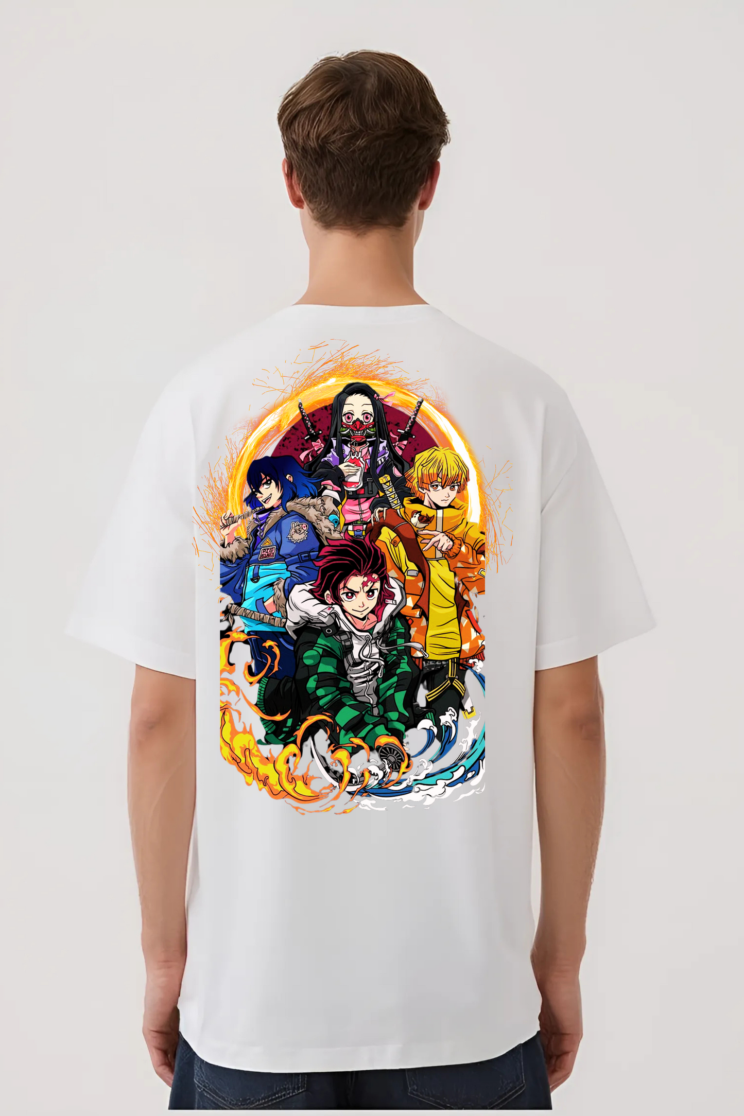 DEMON SLAYER GROUP OVERSIZED TEE WHITE