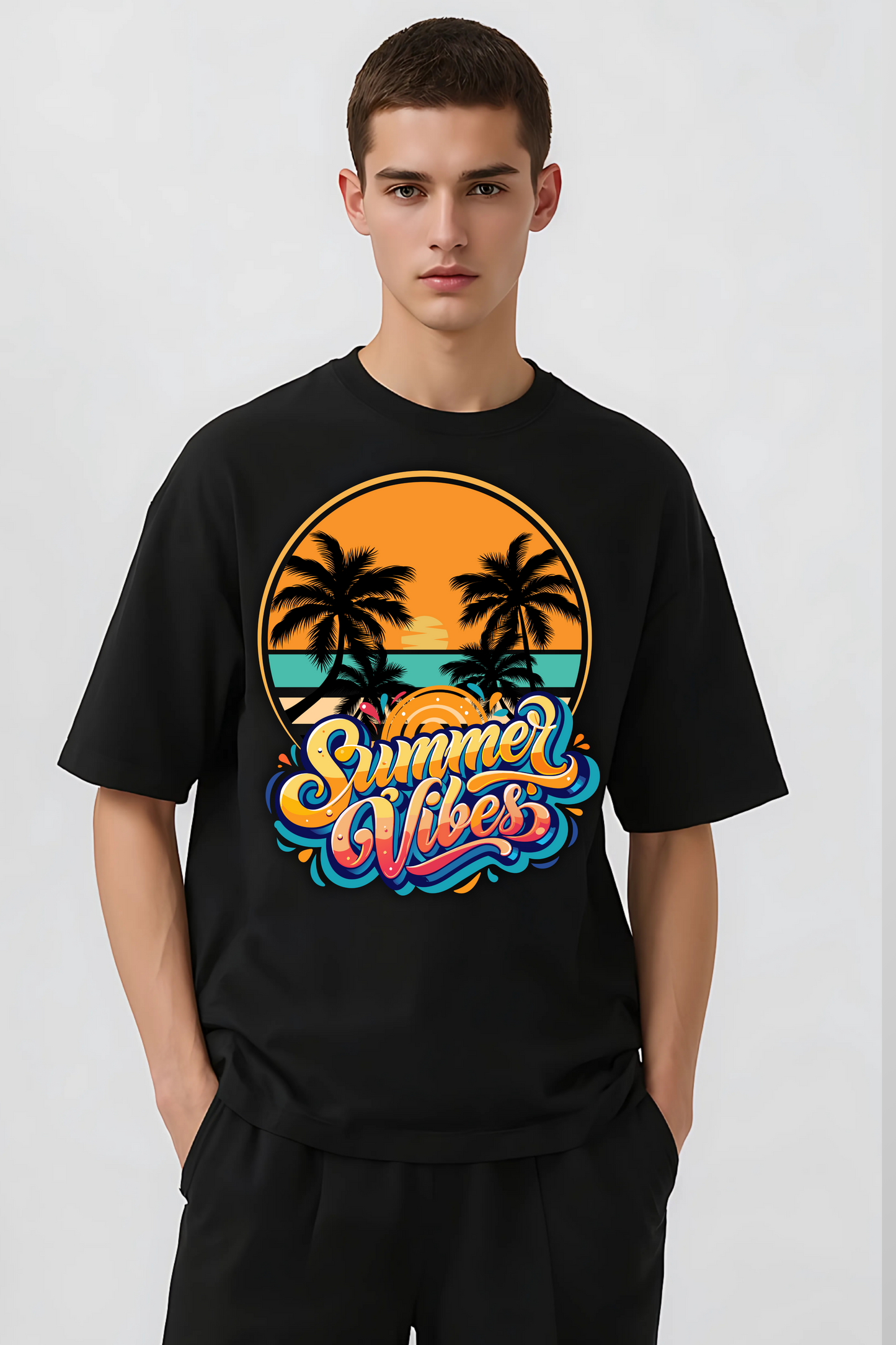 SUMMER VIBES OVERSIZED TEE BLACK