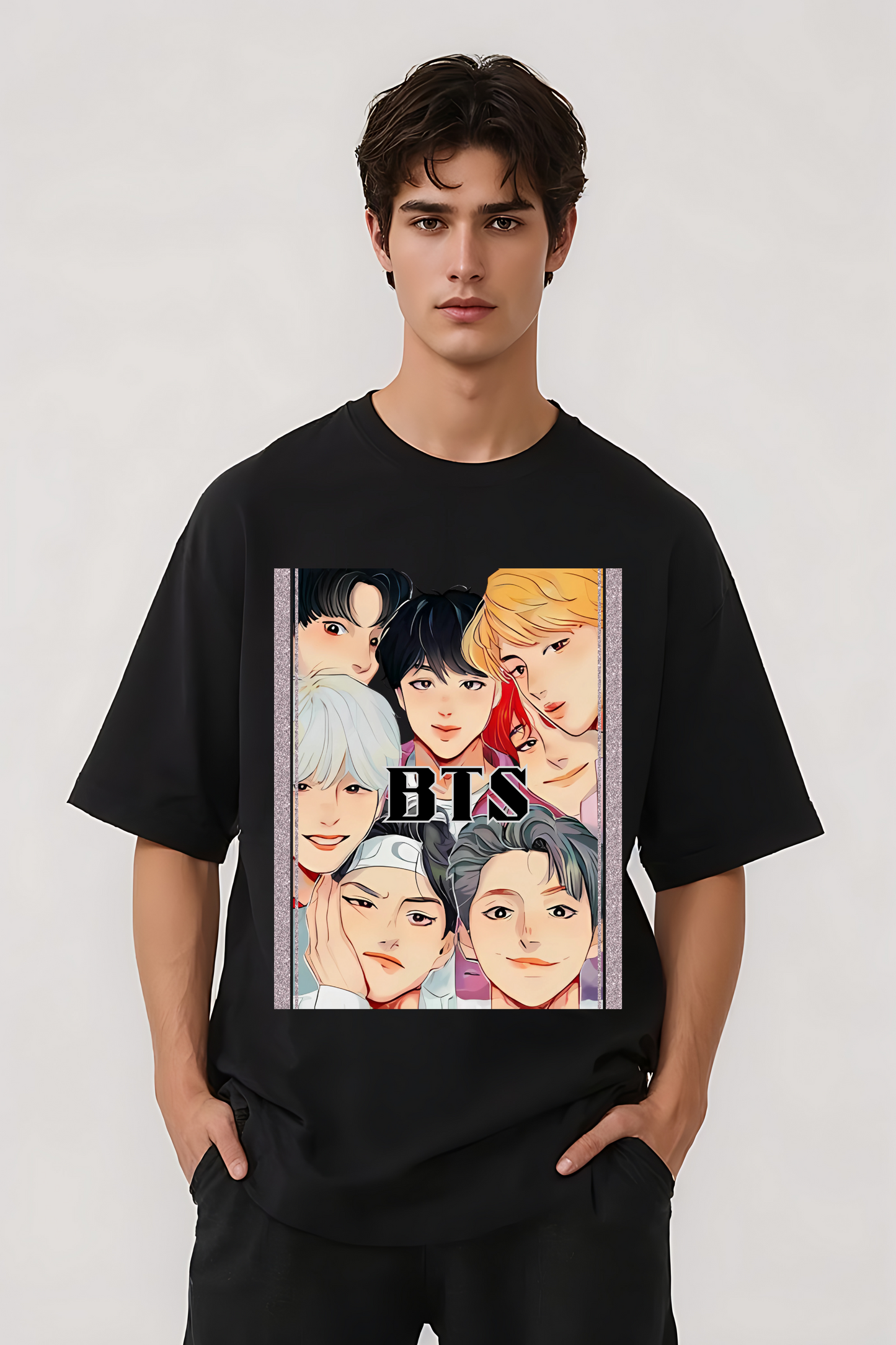 BTS BOYS OVERSIZED TEE BLACK