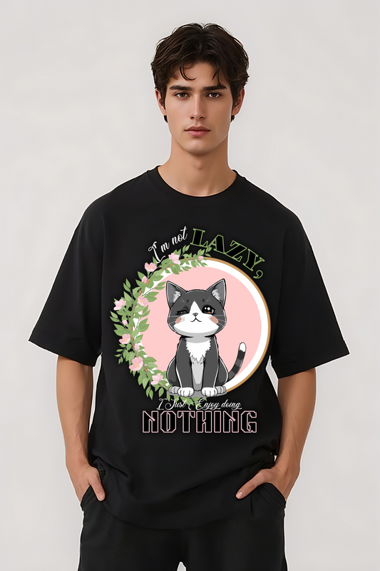 I AM NOT LAZY OVERSIZED TEE BLACK