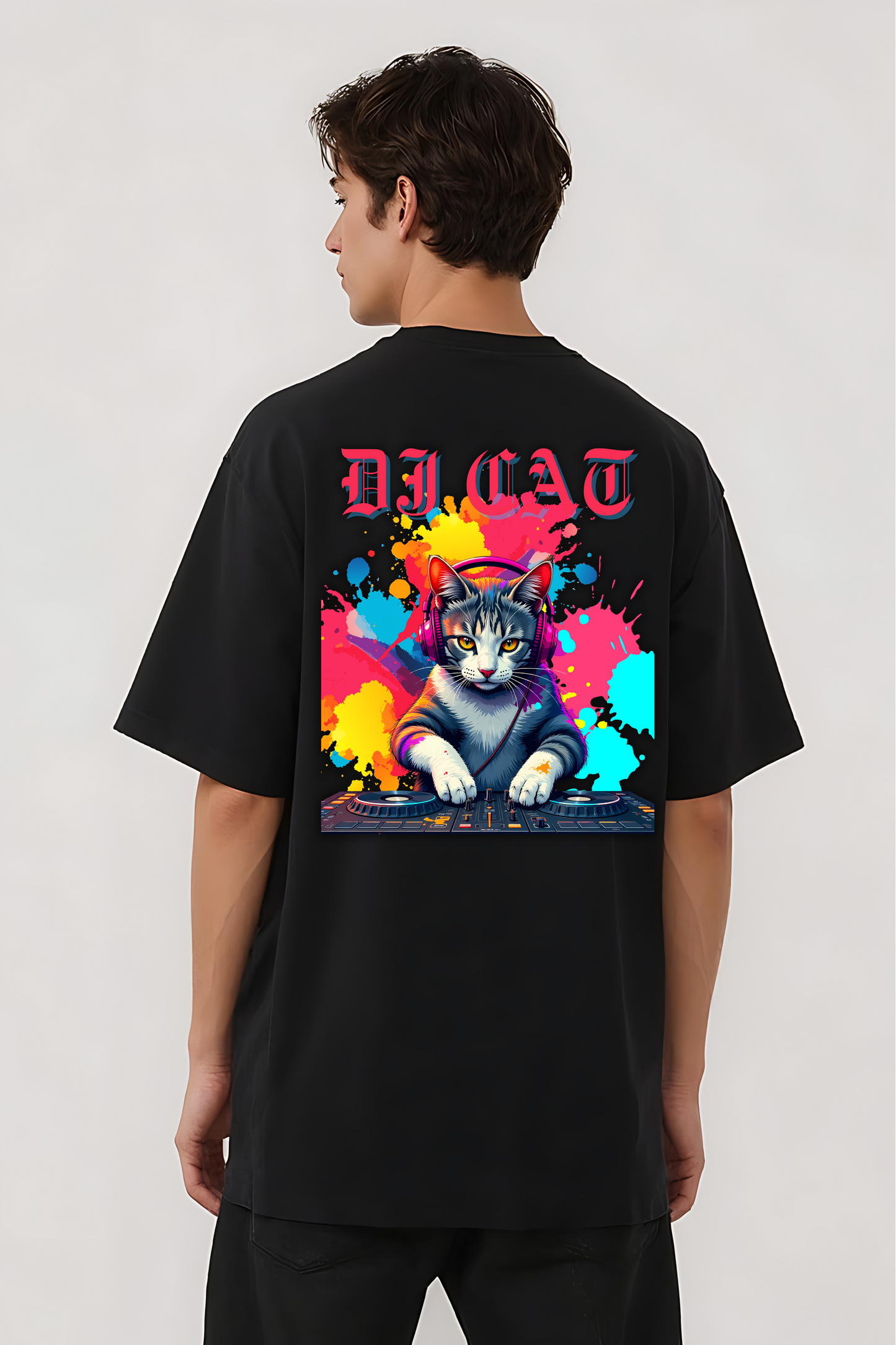 DJ CAT OVERSIZED TEE BLACK
