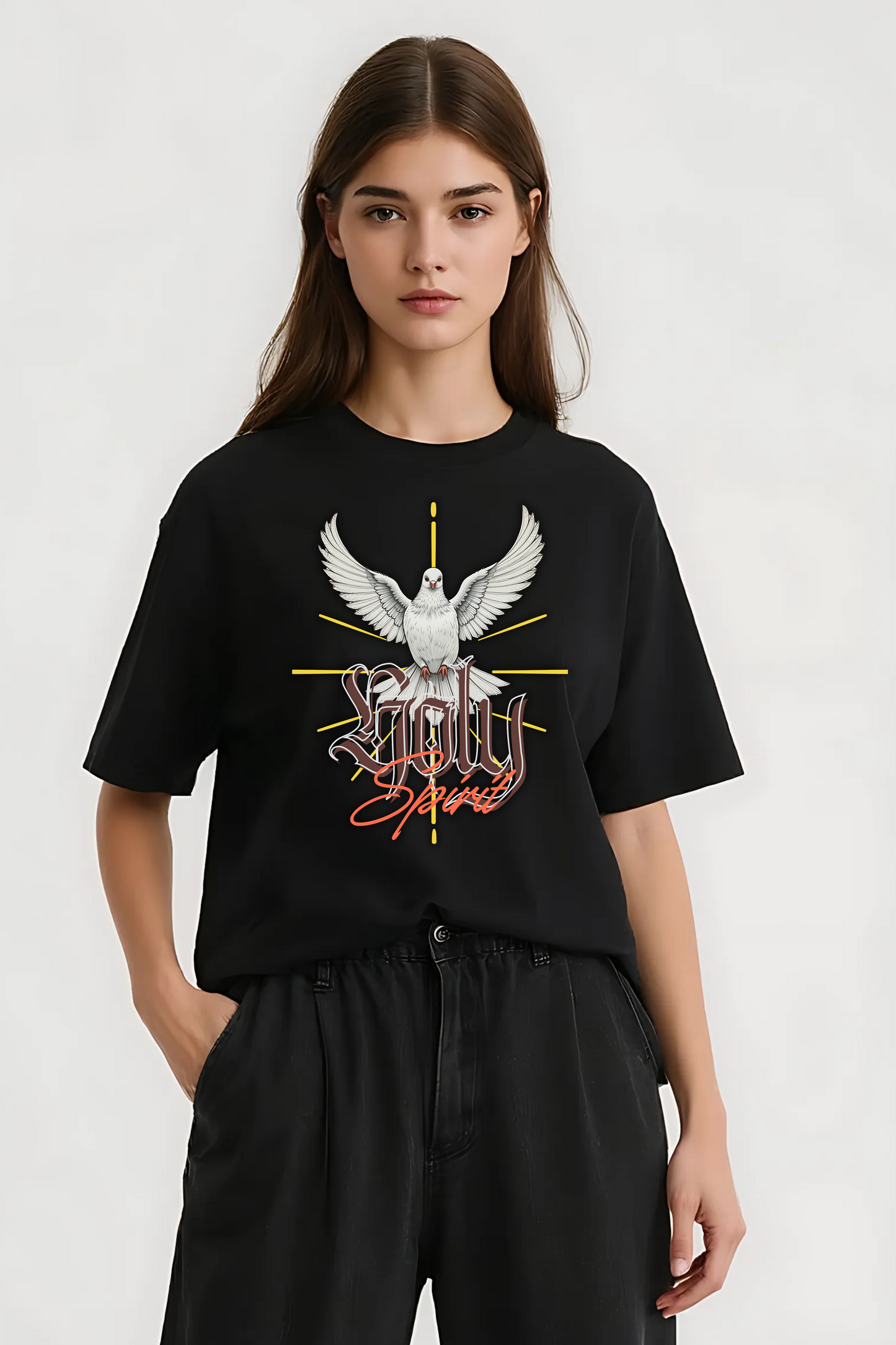 HOLY SPIRIT OVERSIZED TEE BLACK