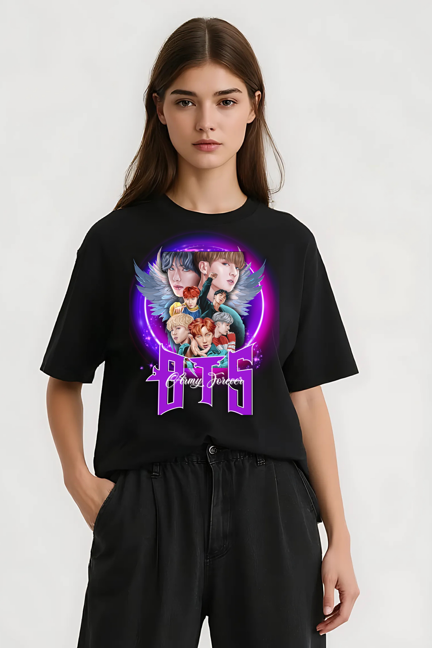 BTS ARMY FOREVER OVERSIZED TEE BLACK
