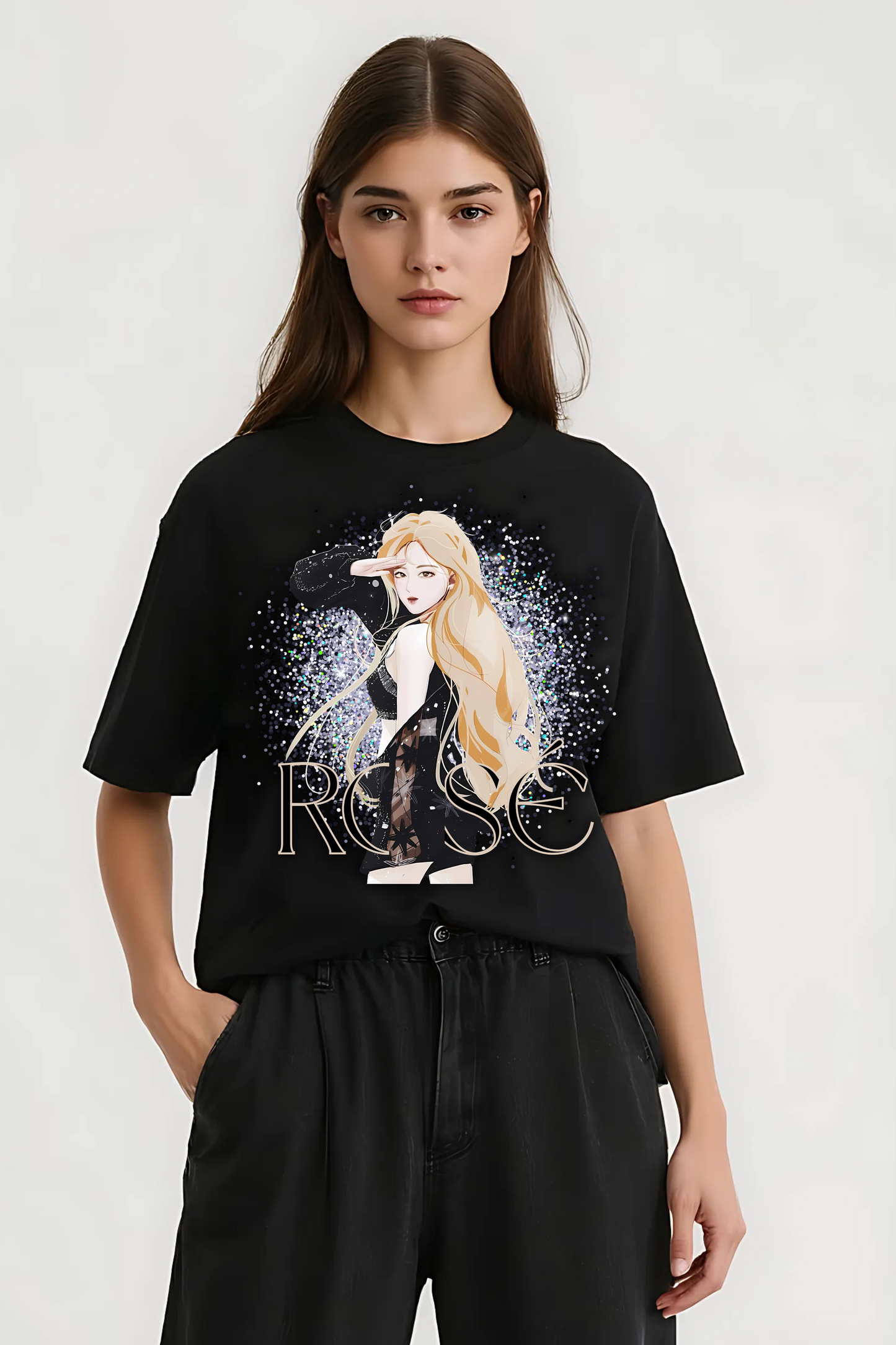 ROSE OVERSIZED TEE BLACK