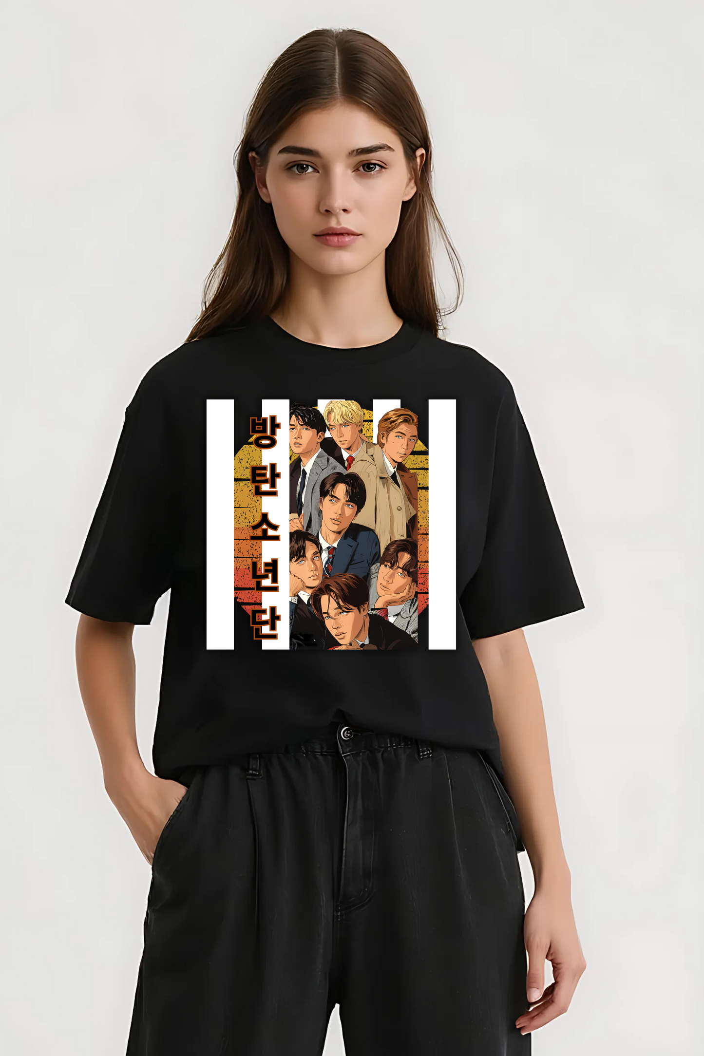 BANGTAN BOYS OVERSIZED TEE BLACK