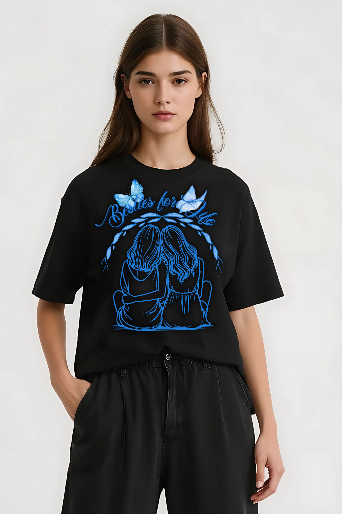 BESTIES FOR LIFE OVERSIZED TEE BLACK