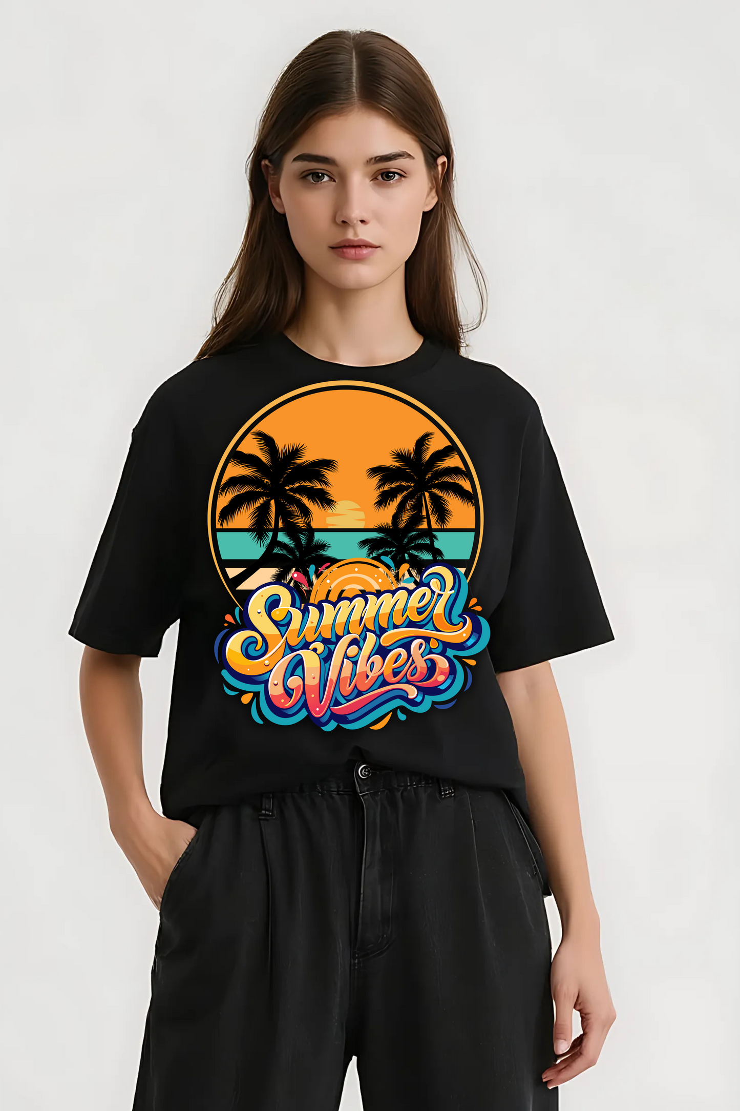 SUMMER VIBES OVERSIZED TEE BLACK