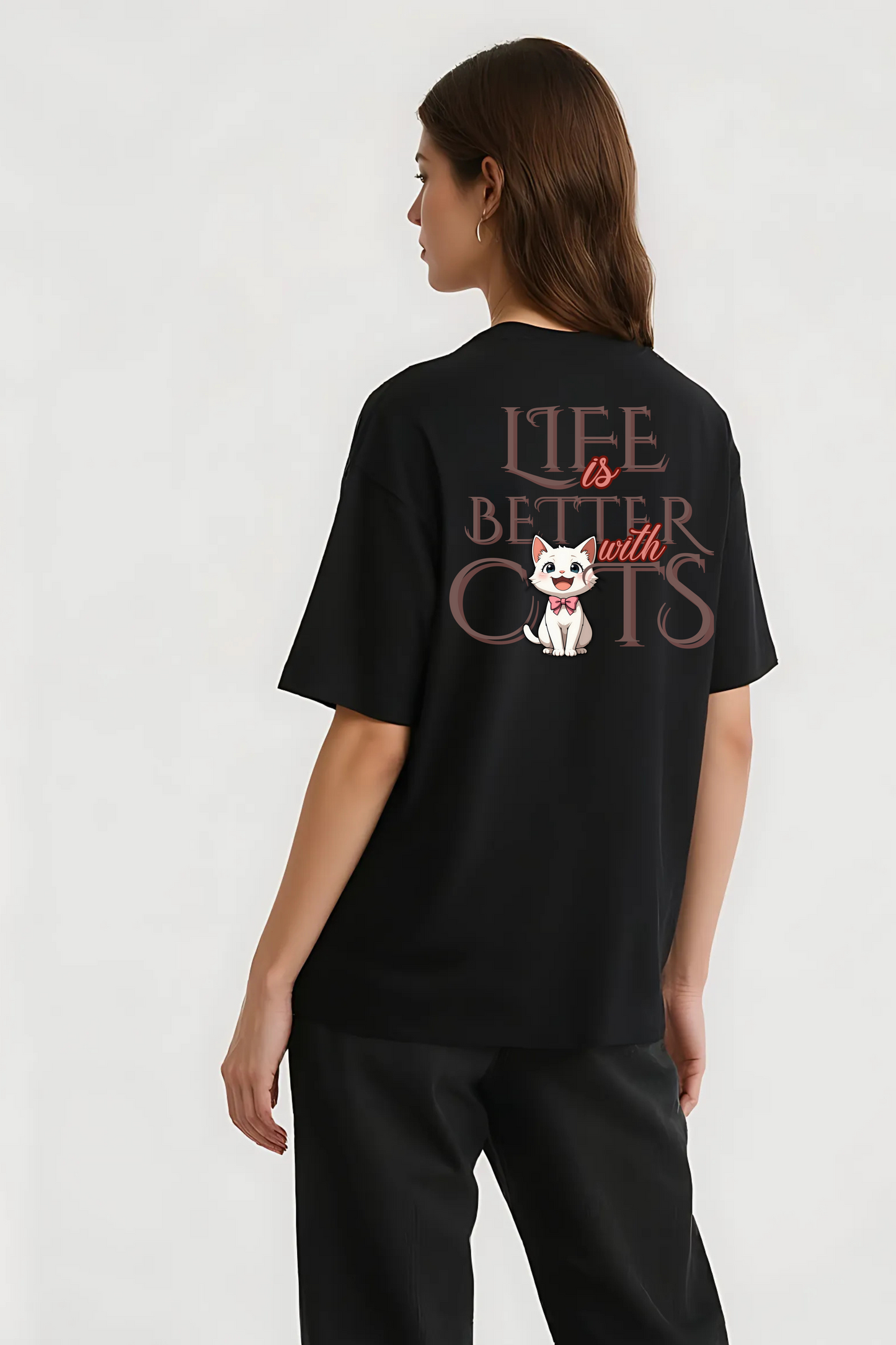 CATS OVERSIZED TEE BLACK