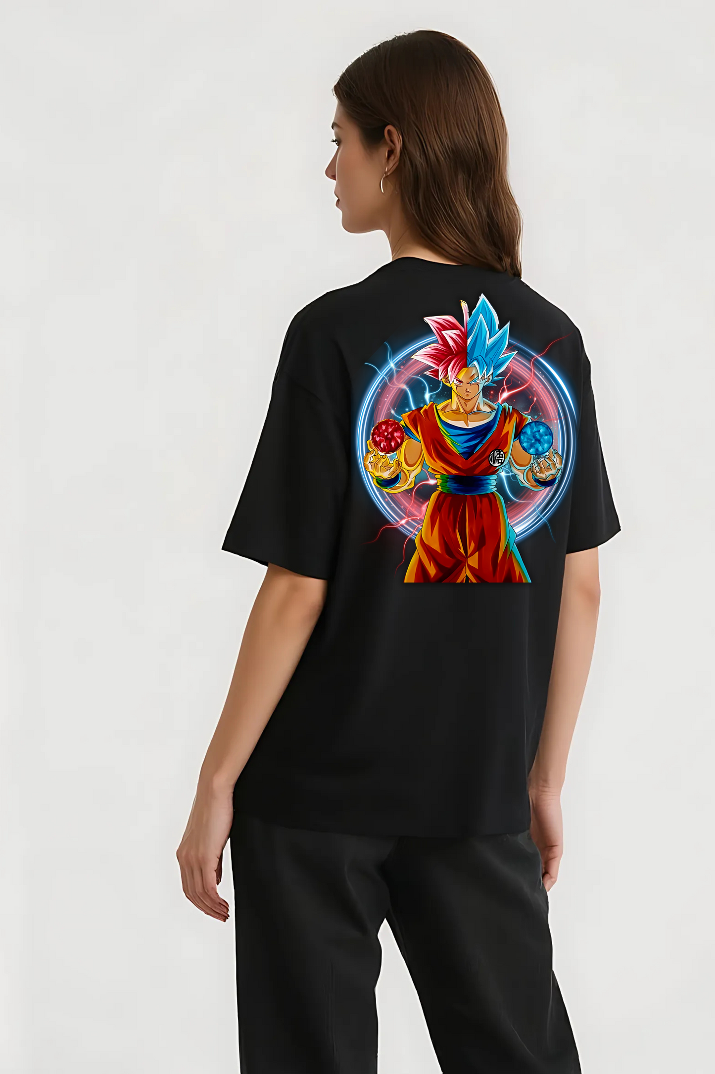 GOKU GRAPHIC OVERSIZED TEE-2 BLACK