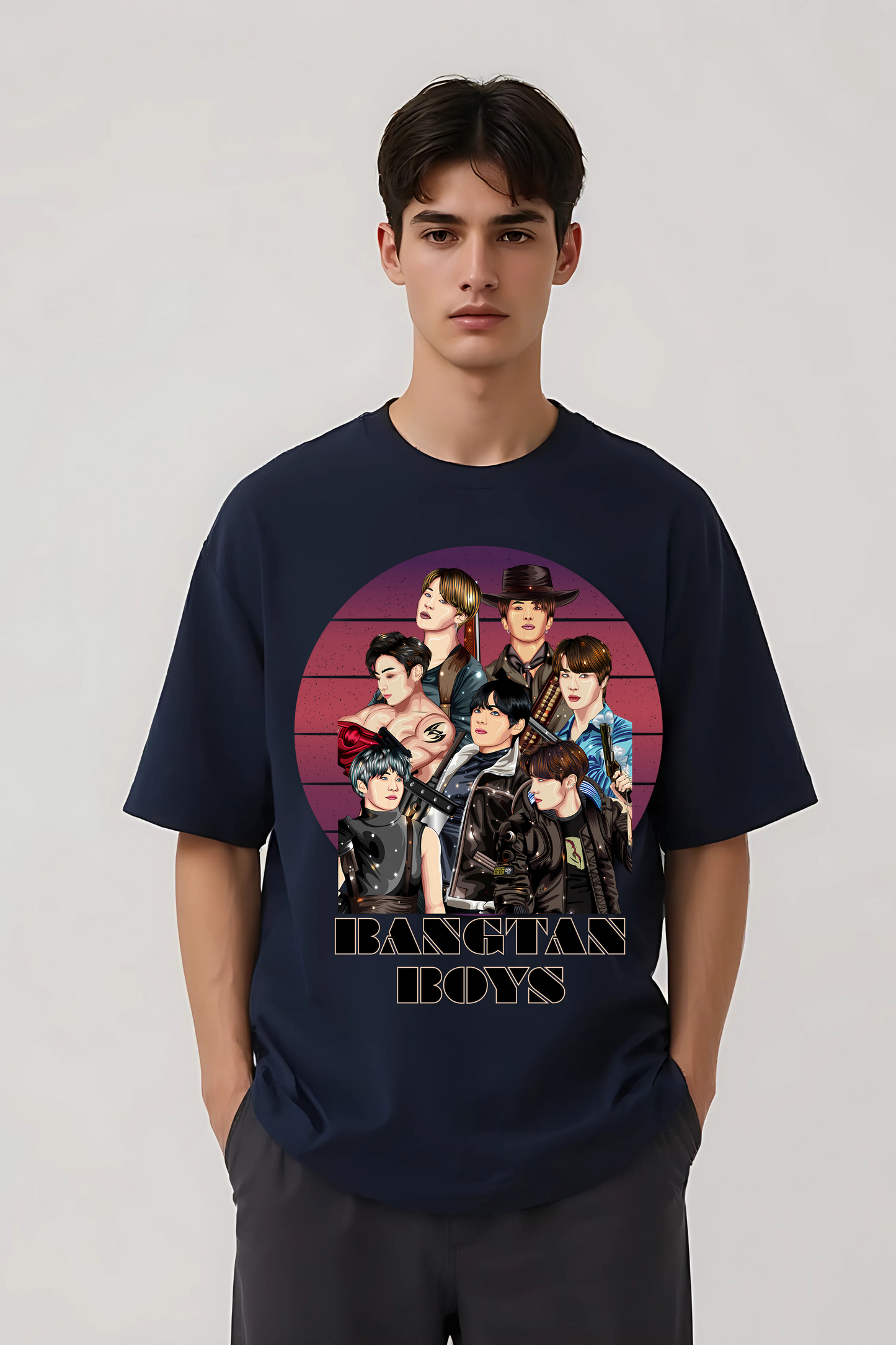 BTS OVERSIZED TEE NAVY-BLUE