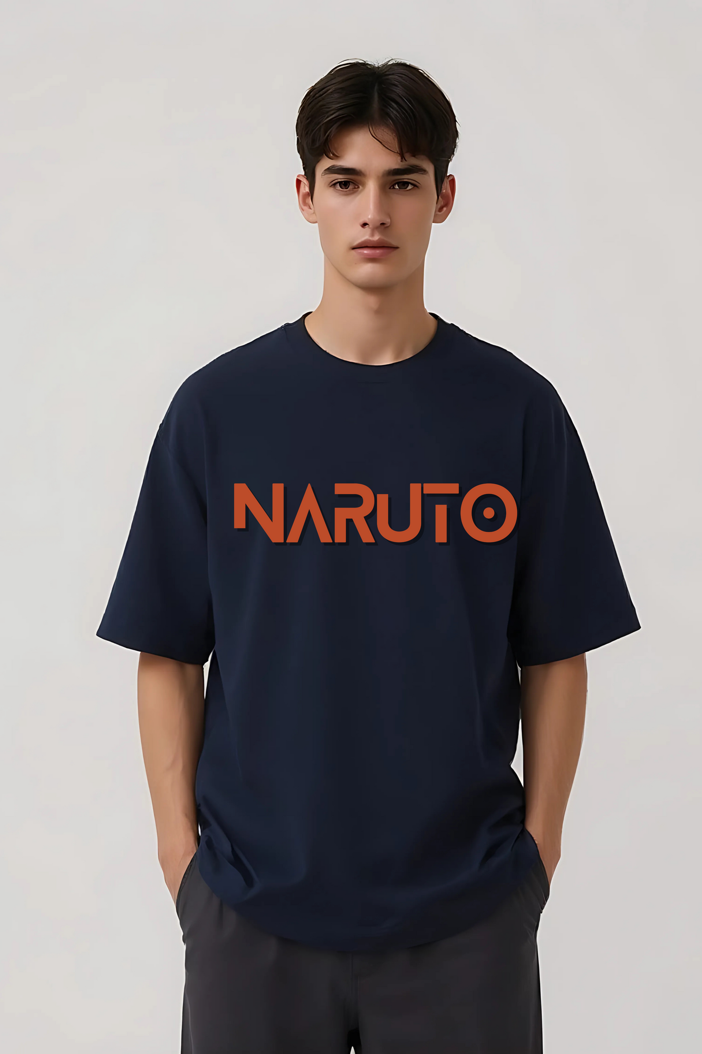 NARUTO FLAME OVERSIZED TEE NAVY-BLUE