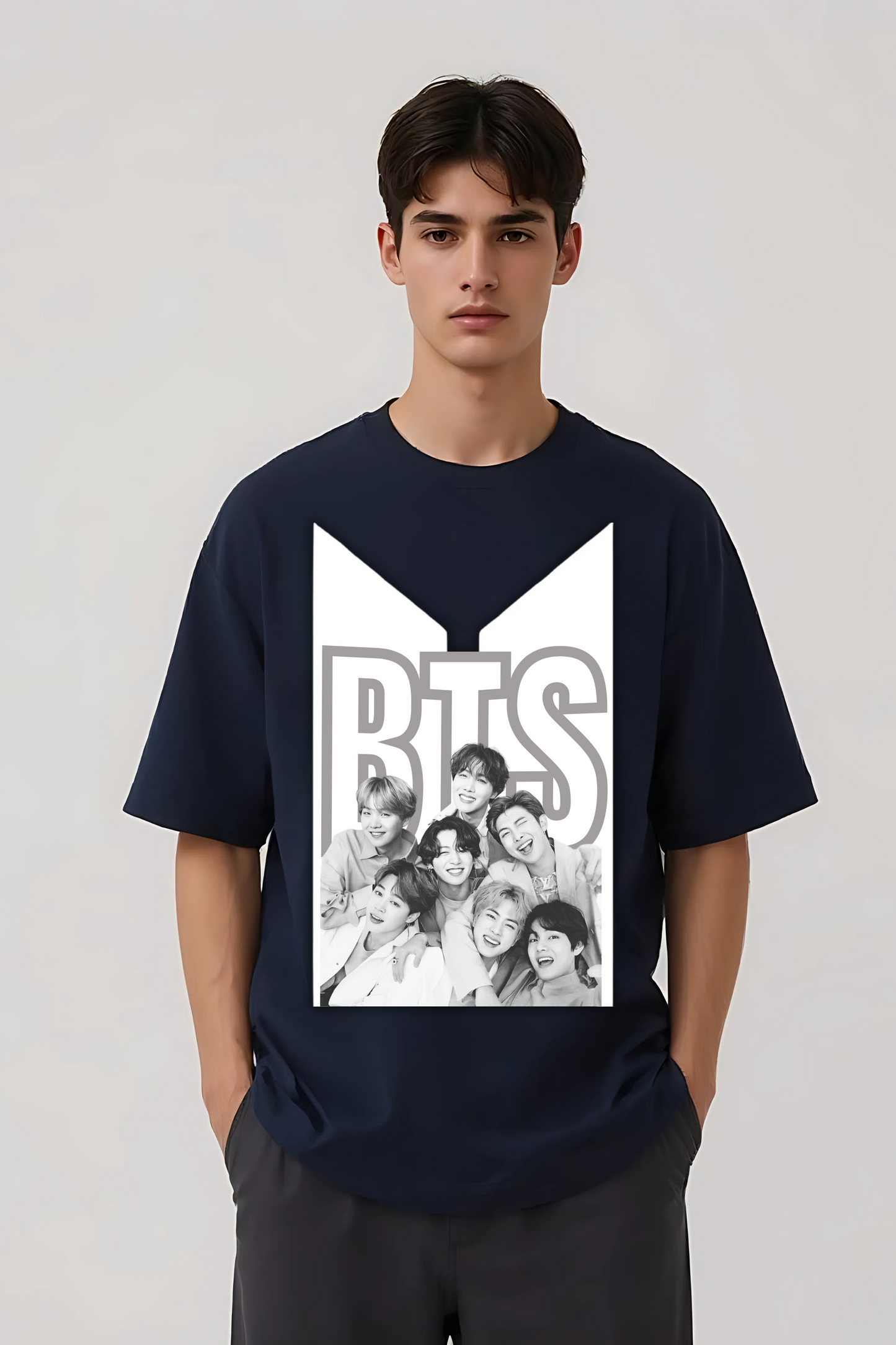 BTS GROUP OVERSIZED TEE-2 NAVY-BLUE