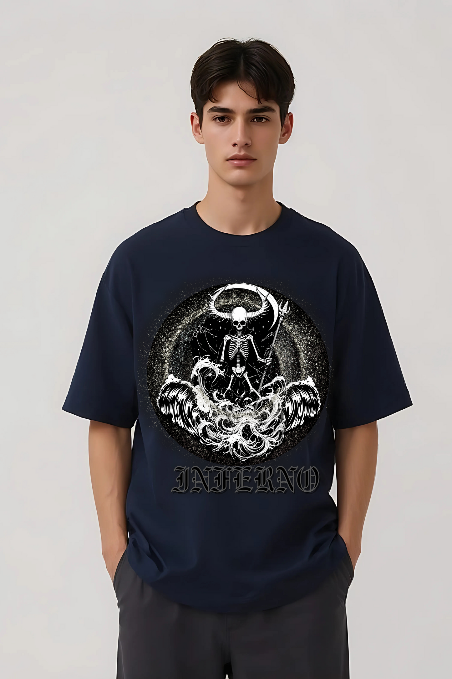 INFERNO OVERSIZED TEE NAVY-BLUE