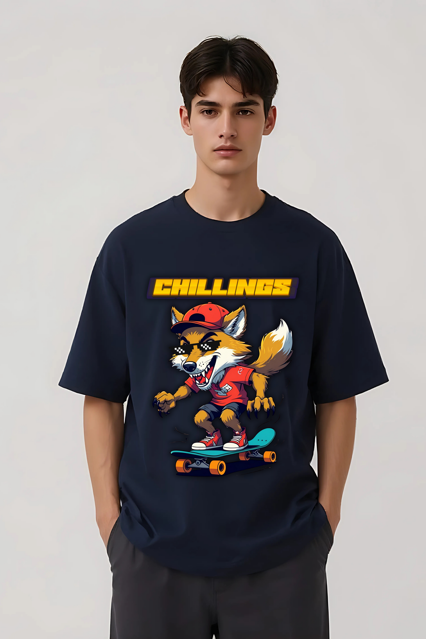 CHILLINGS OVERSIZED TEE NAVY-BLUE