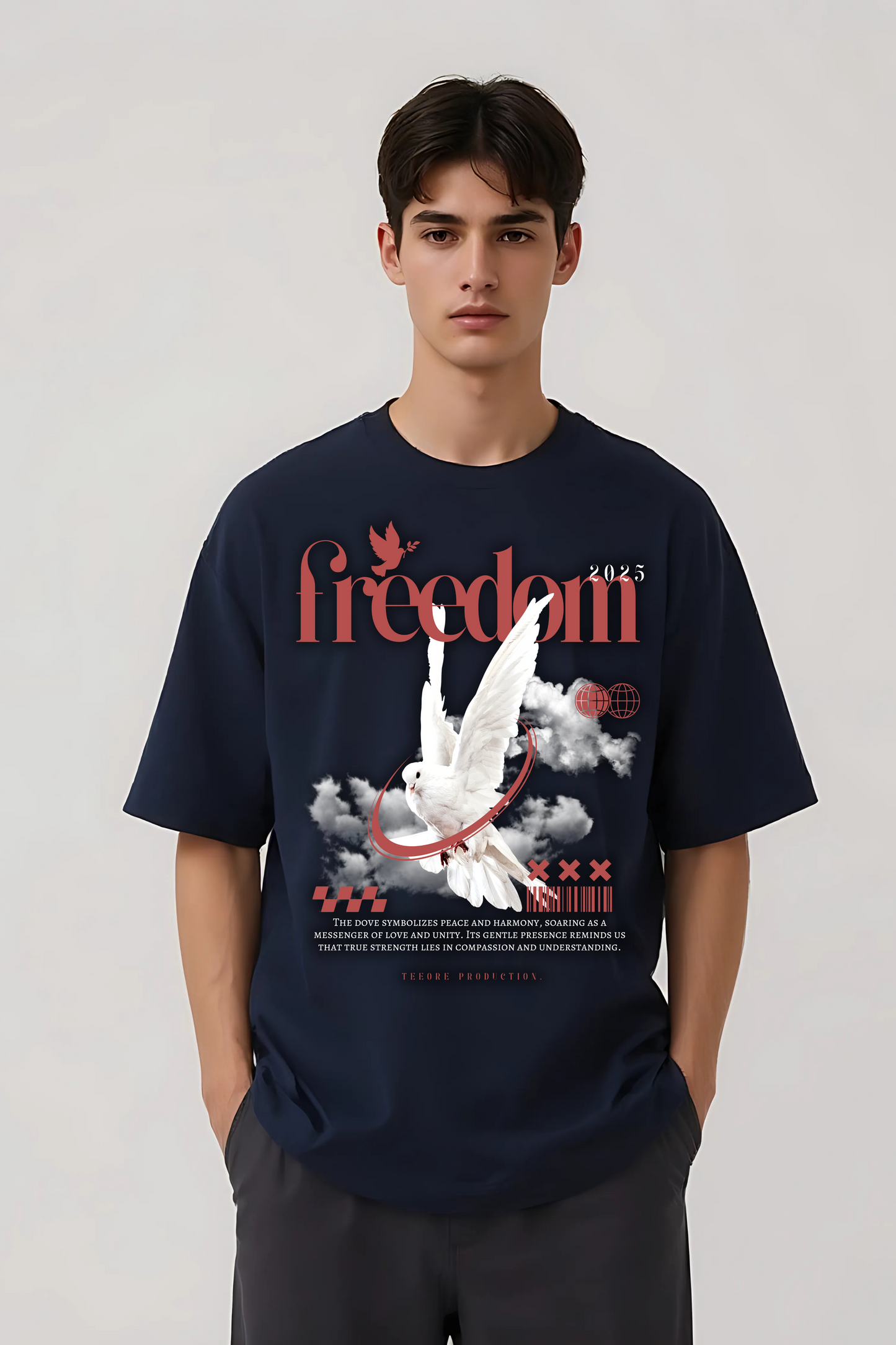 FREEDOM OVERSIZED TEE NAVY-BLUE